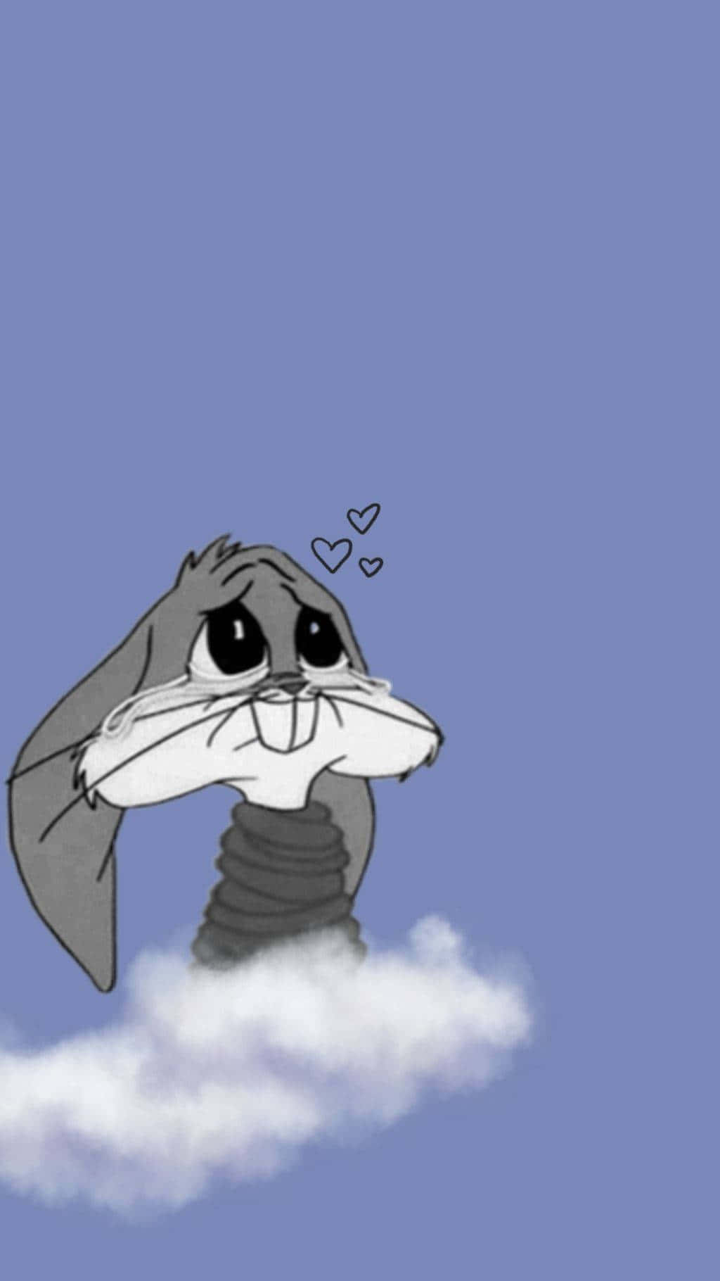 Heartbroken Cartoon Bunnyon Cloud Wallpaper