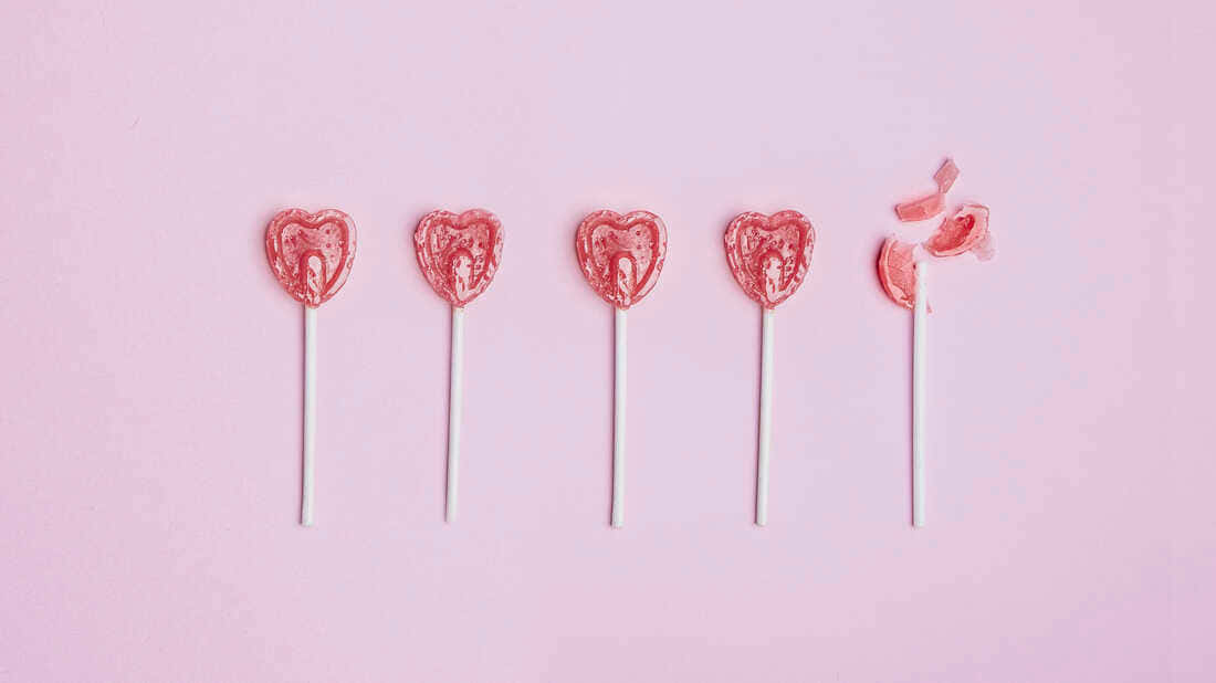 valentine's day lollipops on a pink background