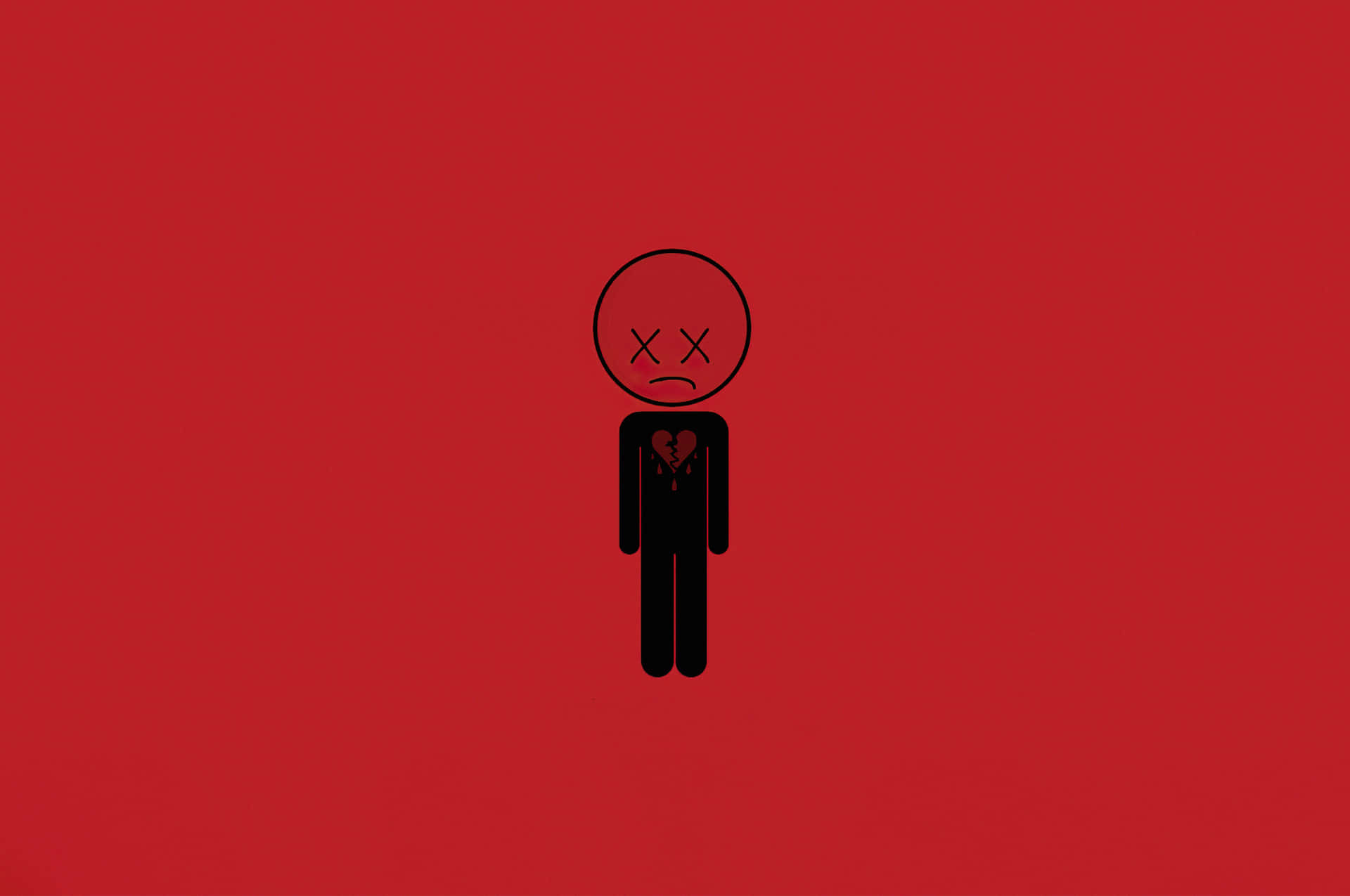 Unosfondo Rosso Con Un Uomo Nero In Piedi Di Fronte Ad Esso