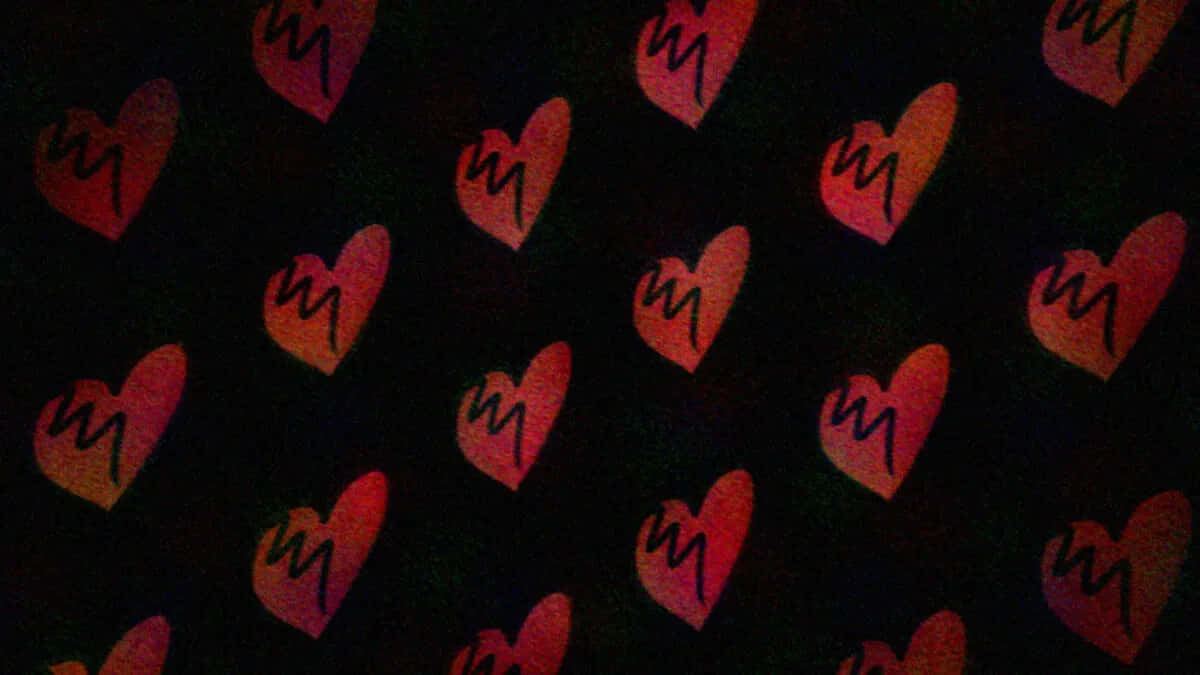 a black background with hearts on it