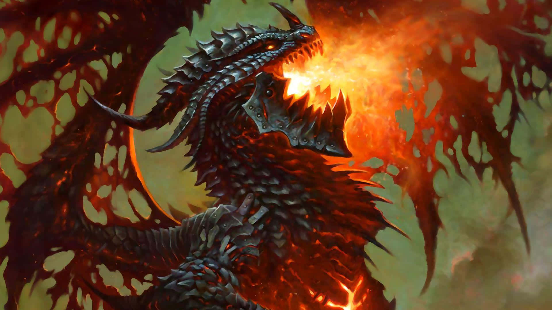 A Dragon With Fire Coming Out Of Its Mouth