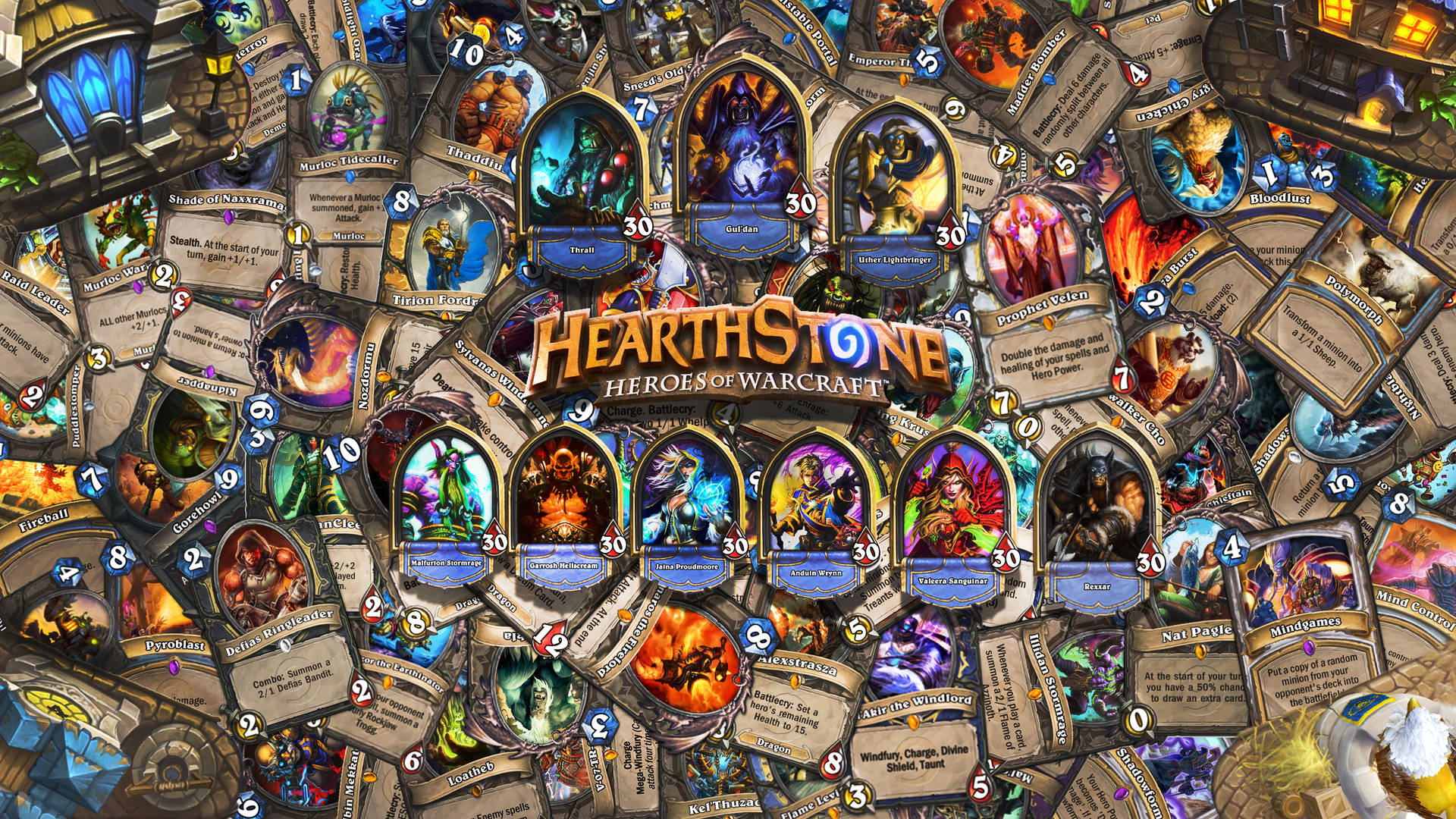 Epic Hearthstone Card Match Displayed at 2560 X 1440 Resolution Wallpaper