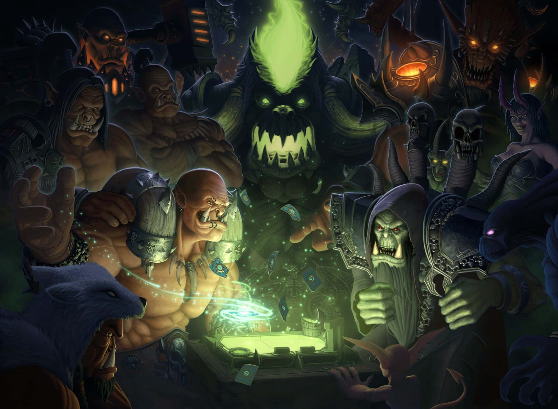 A Group Of Characters In A Dark Room Wallpaper