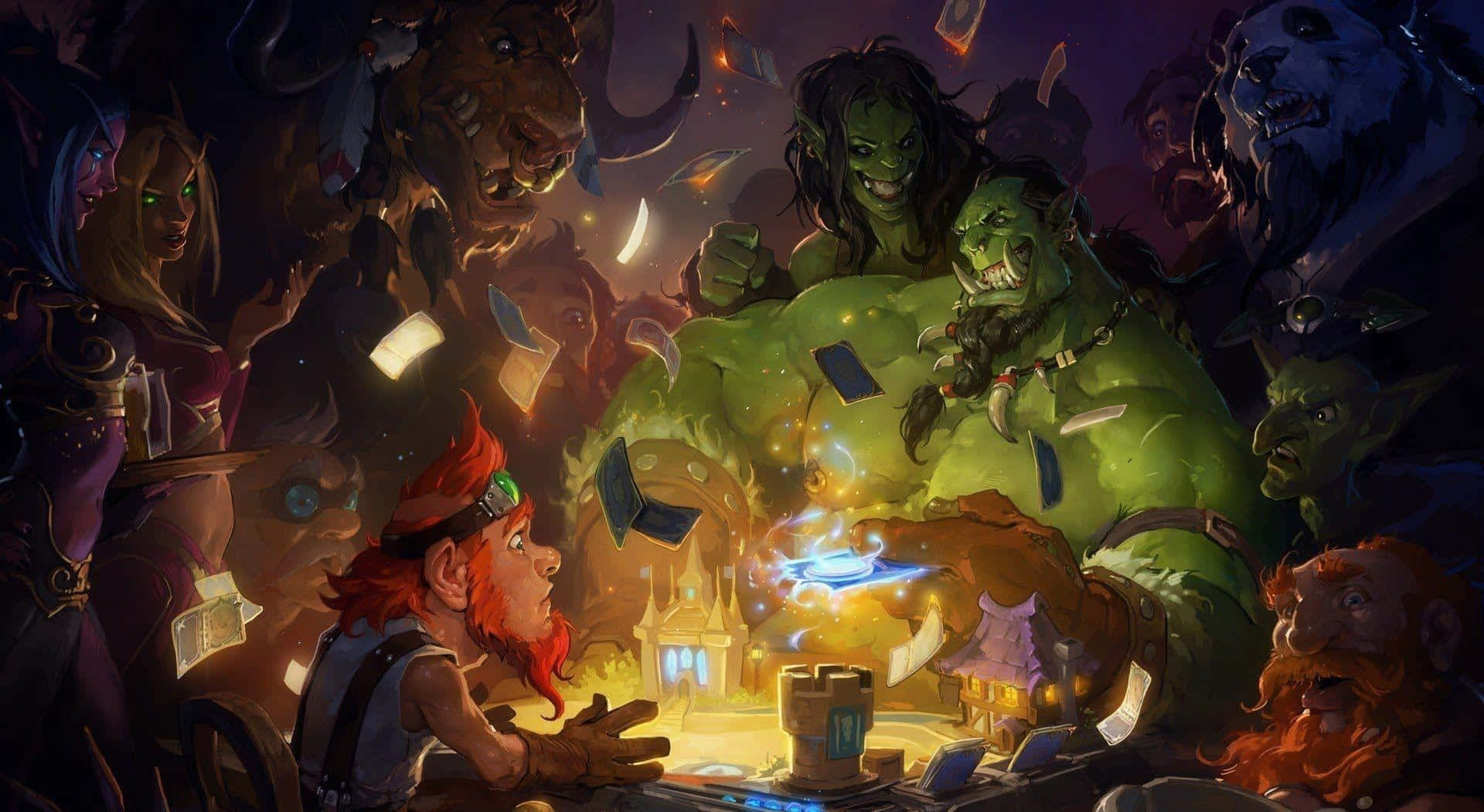 En spiller dybt involveret i Warcraft-temaet kortspil - Hearthstone Wallpaper