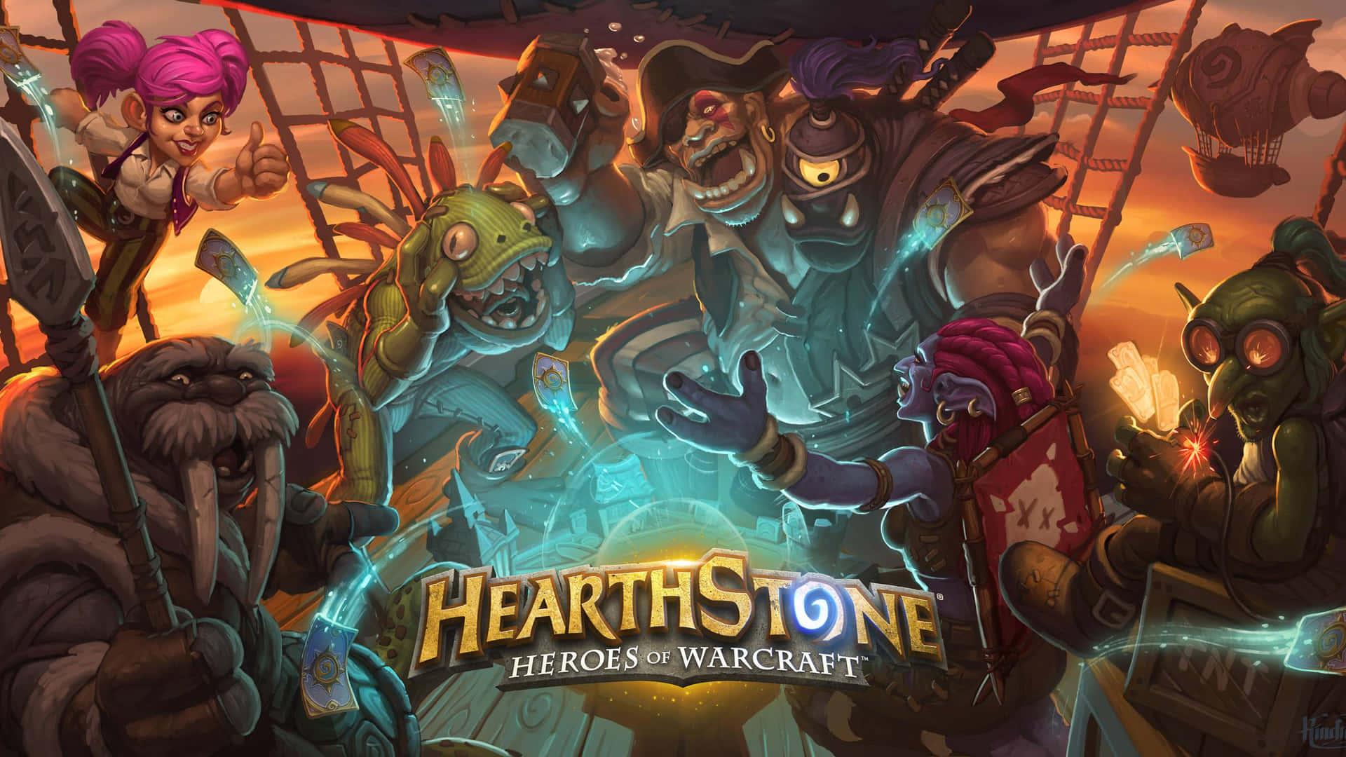 Hearthstone - A Pirate Ship With Characters Wallpaper