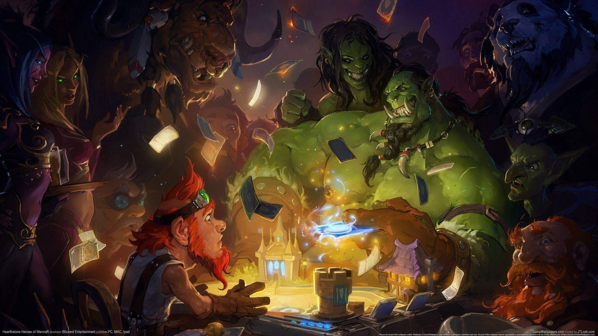 Dynamic Battle Scene from Hearthstone: Heroes of Warcraft Game in 2560 x 1440 resolution Wallpaper