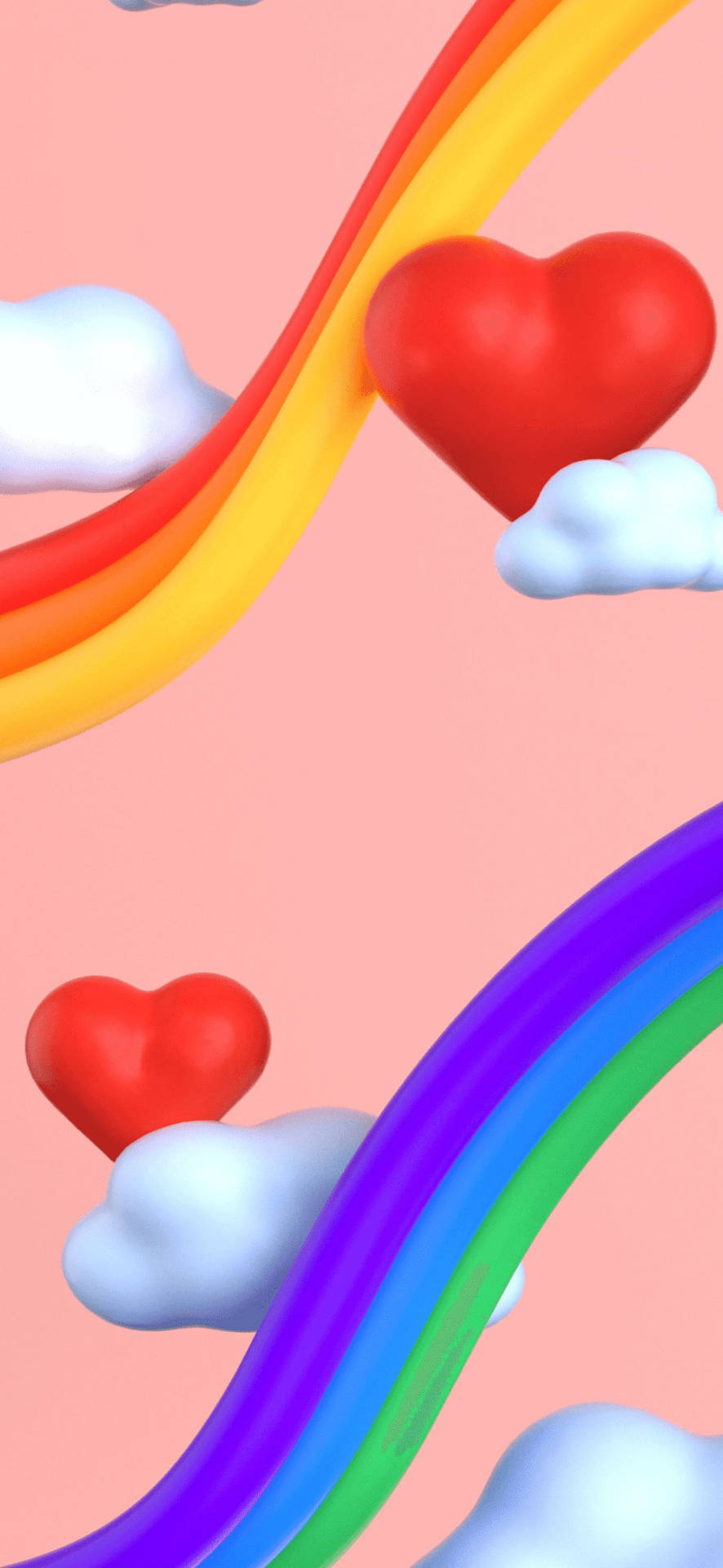 Hearts Clouds Rainbows Google Pixel 4a Wallpaper