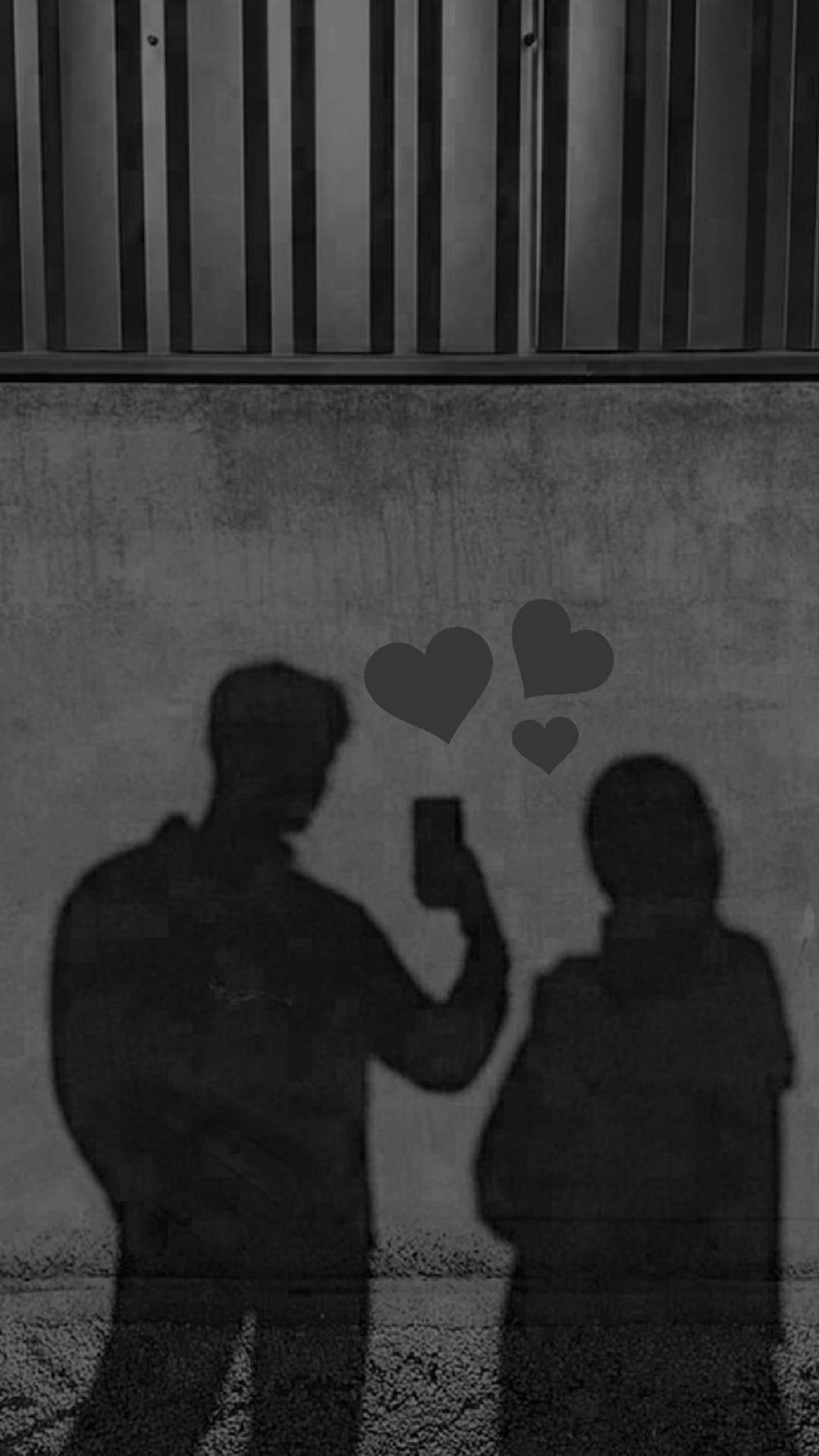 Hearts Girl And Boy Shadow Selfie Wallpaper