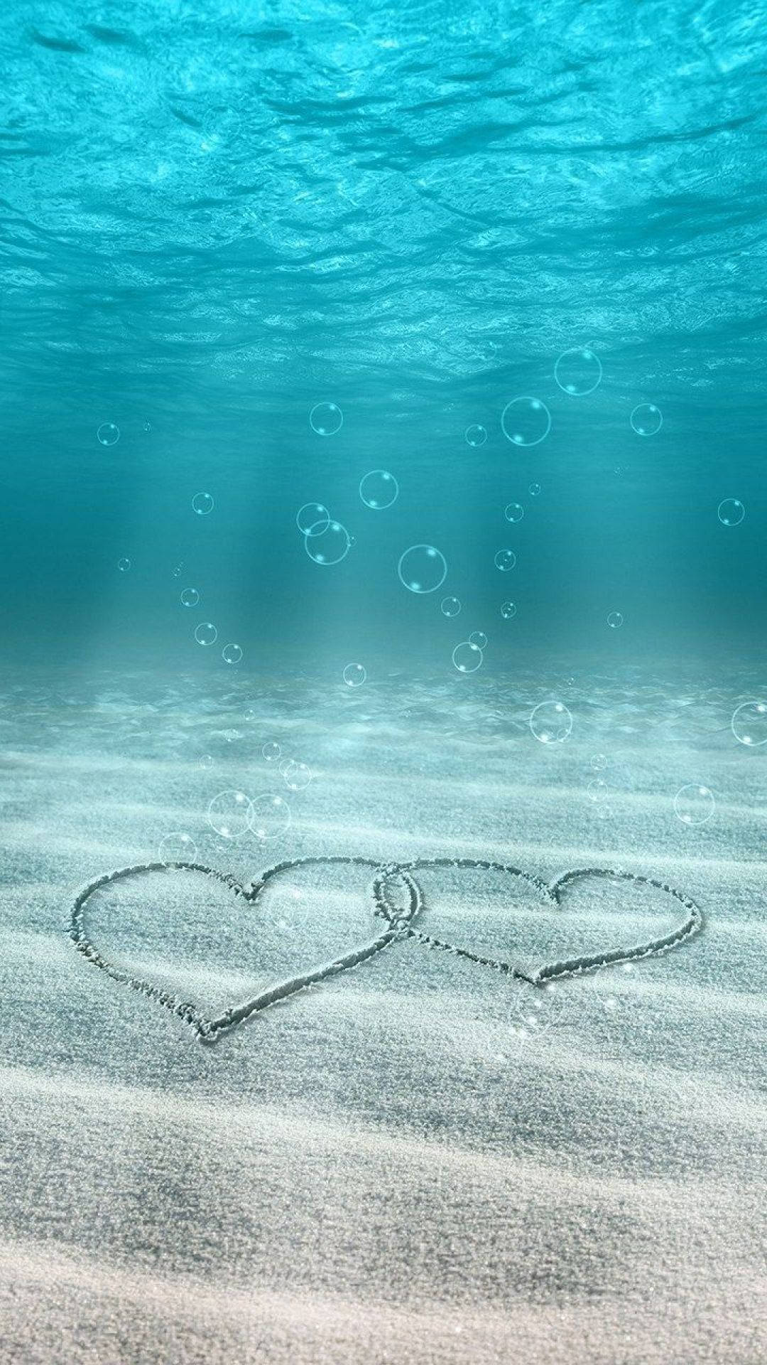 Hearts Underwater Love Phone Wallpaper
