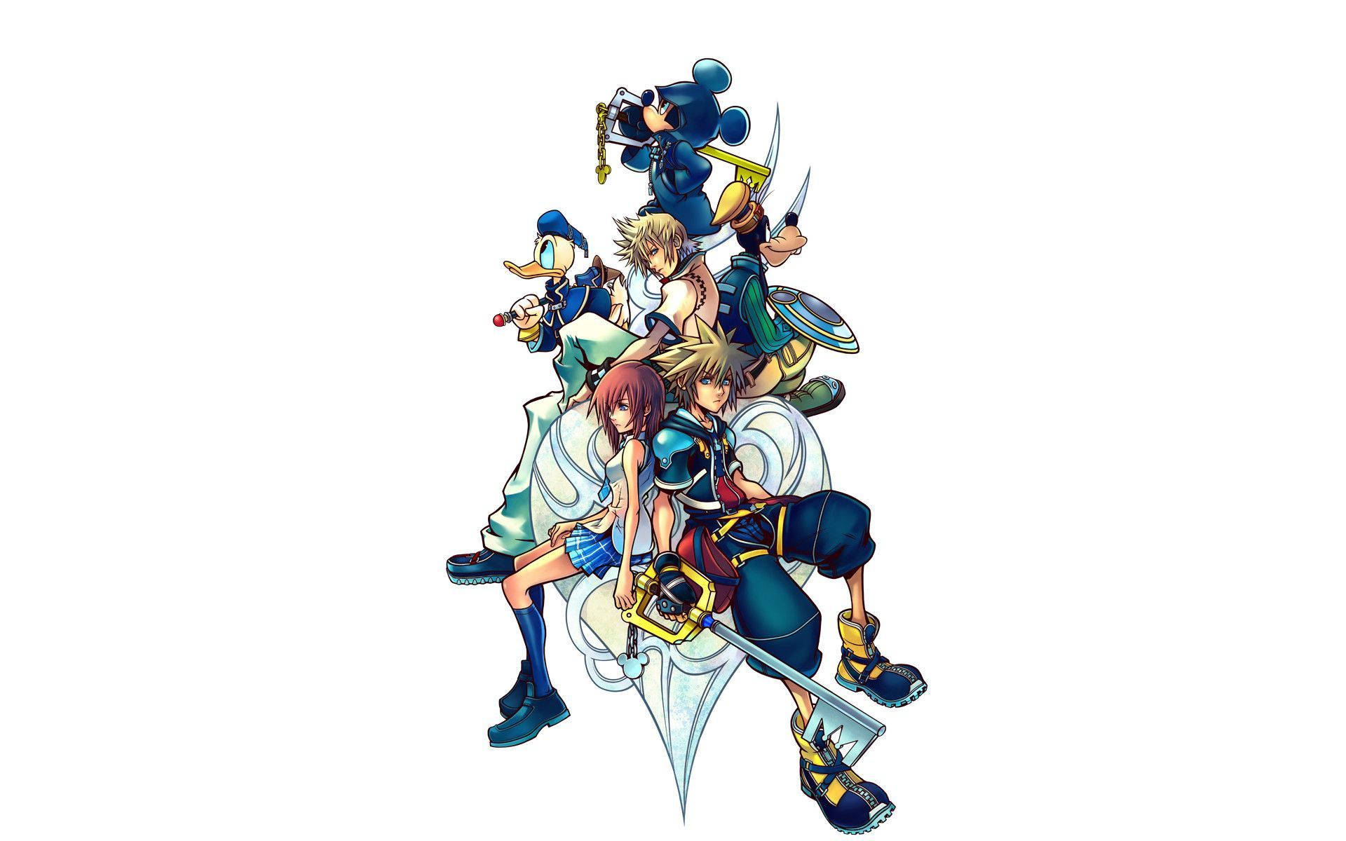 Sora and friends conquering powerful hearts in the Kingdom Hearts universe Wallpaper