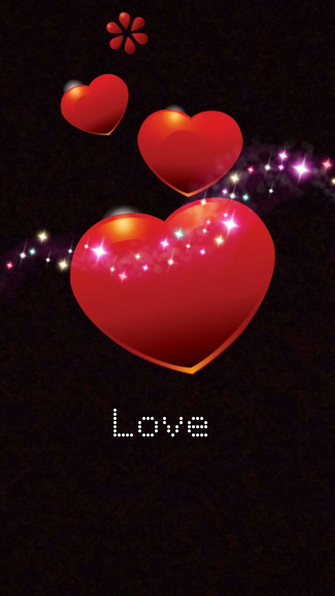 Download Hearts With Sparkling Glitter Love Phone Wallpaper 