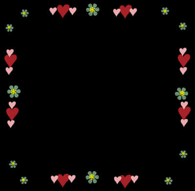 Heartsand Flowers Border Design PNG