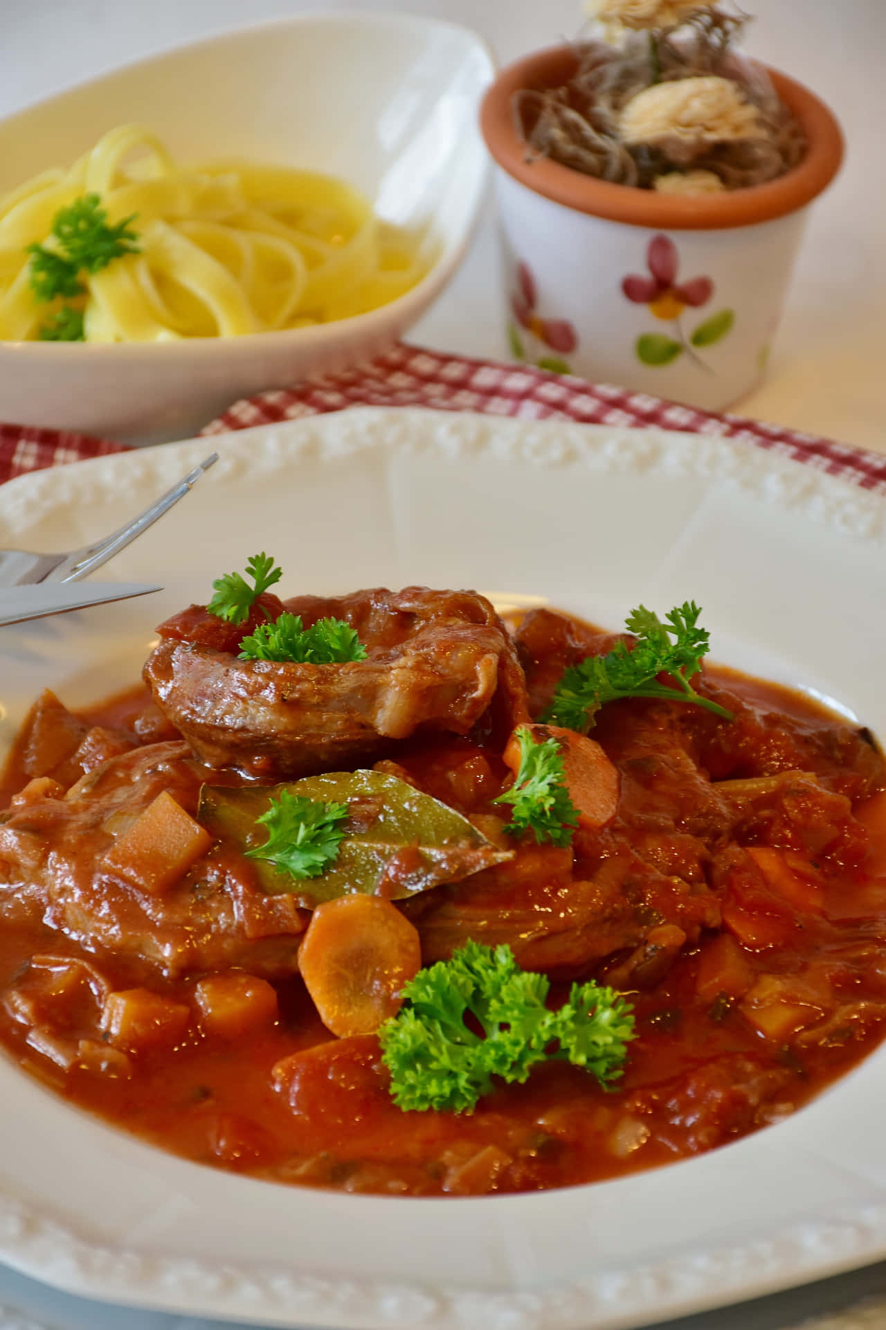 Hearty Beef Stewwith Pasta Side Dish Wallpaper