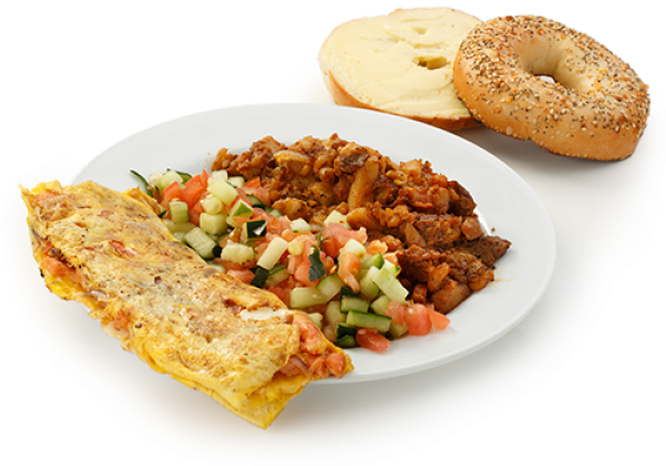 Hearty Breakfast Omelette Plate PNG