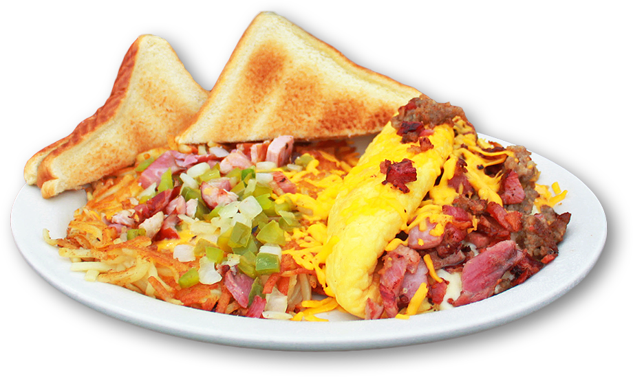 Hearty Omelette Breakfast Plate PNG