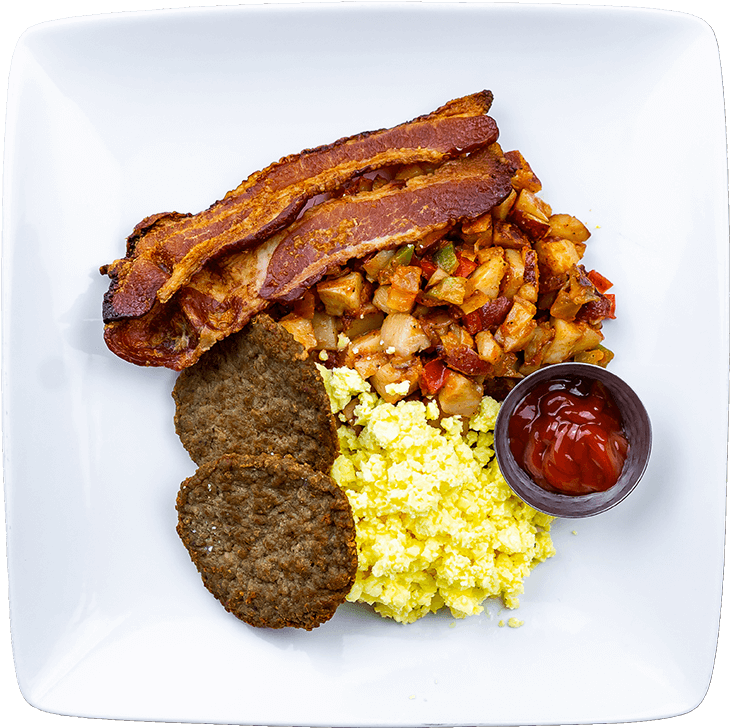 Hearty Traditional Breakfast Plate PNG