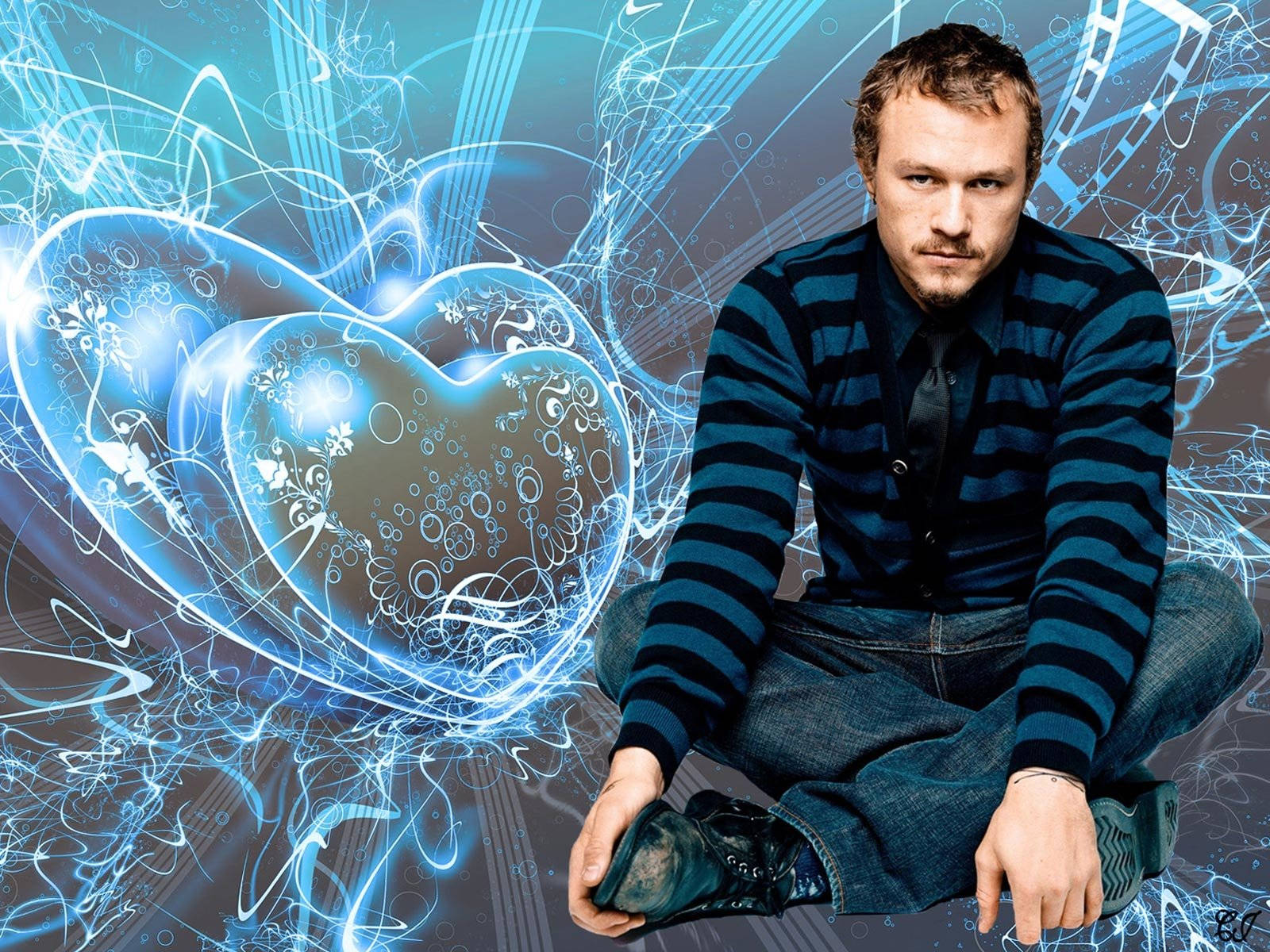 Heath Ledger Blue Fan Art Background