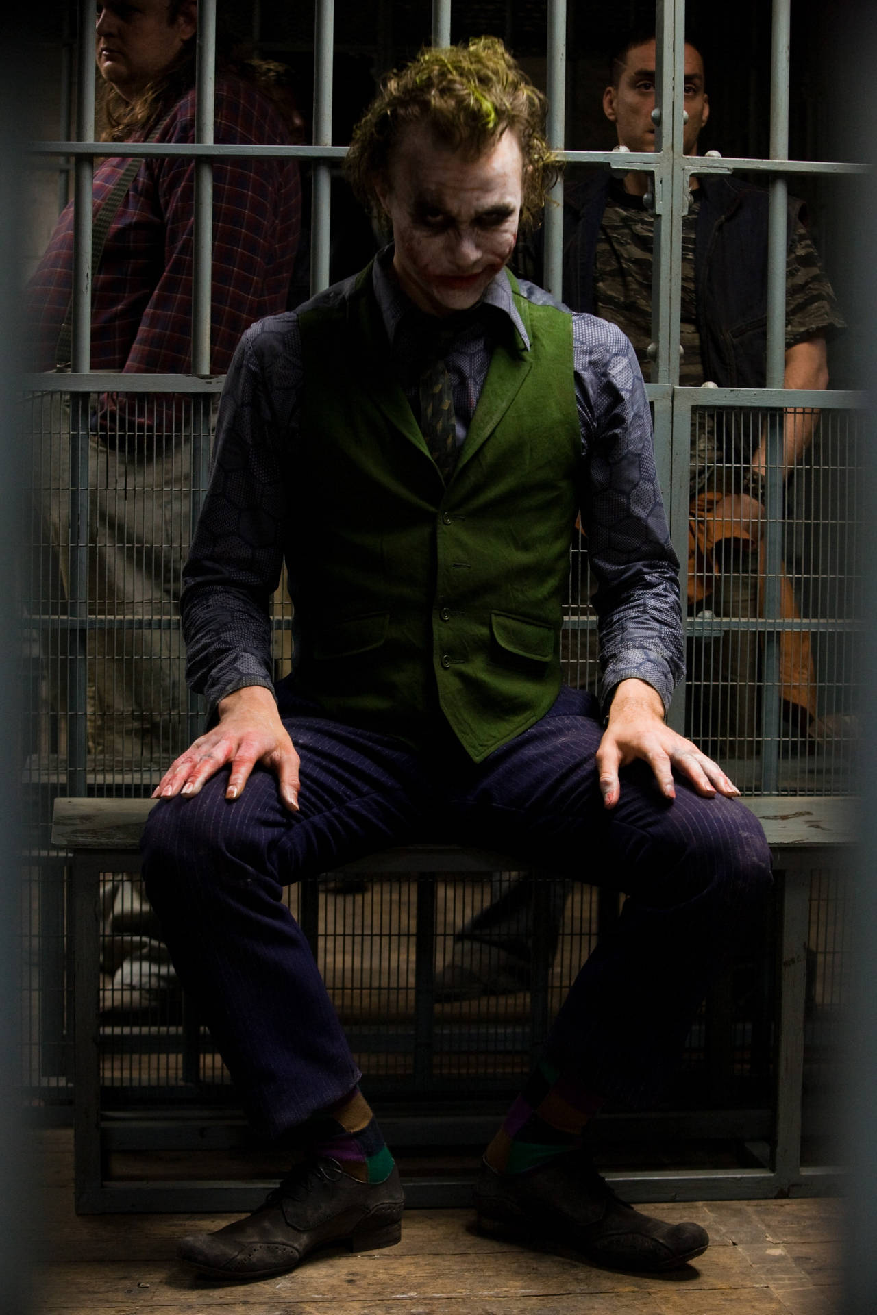Heath Ledger Joker Fængselsscene Wallpaper