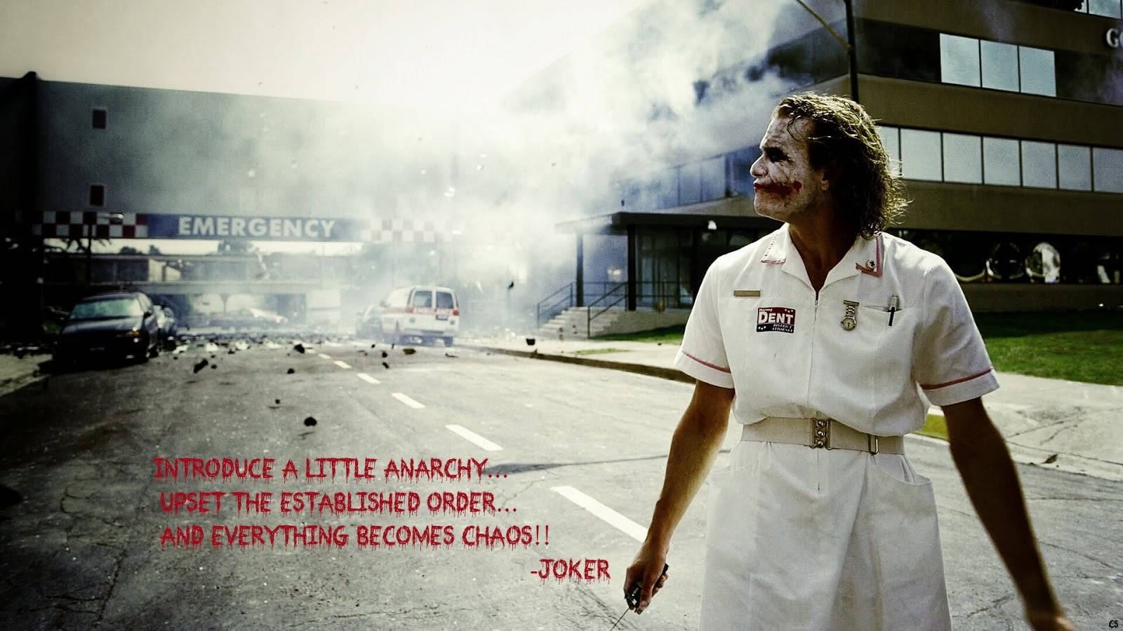 Heath Ledger Joker Hospital Explosion Scene Wallpaper