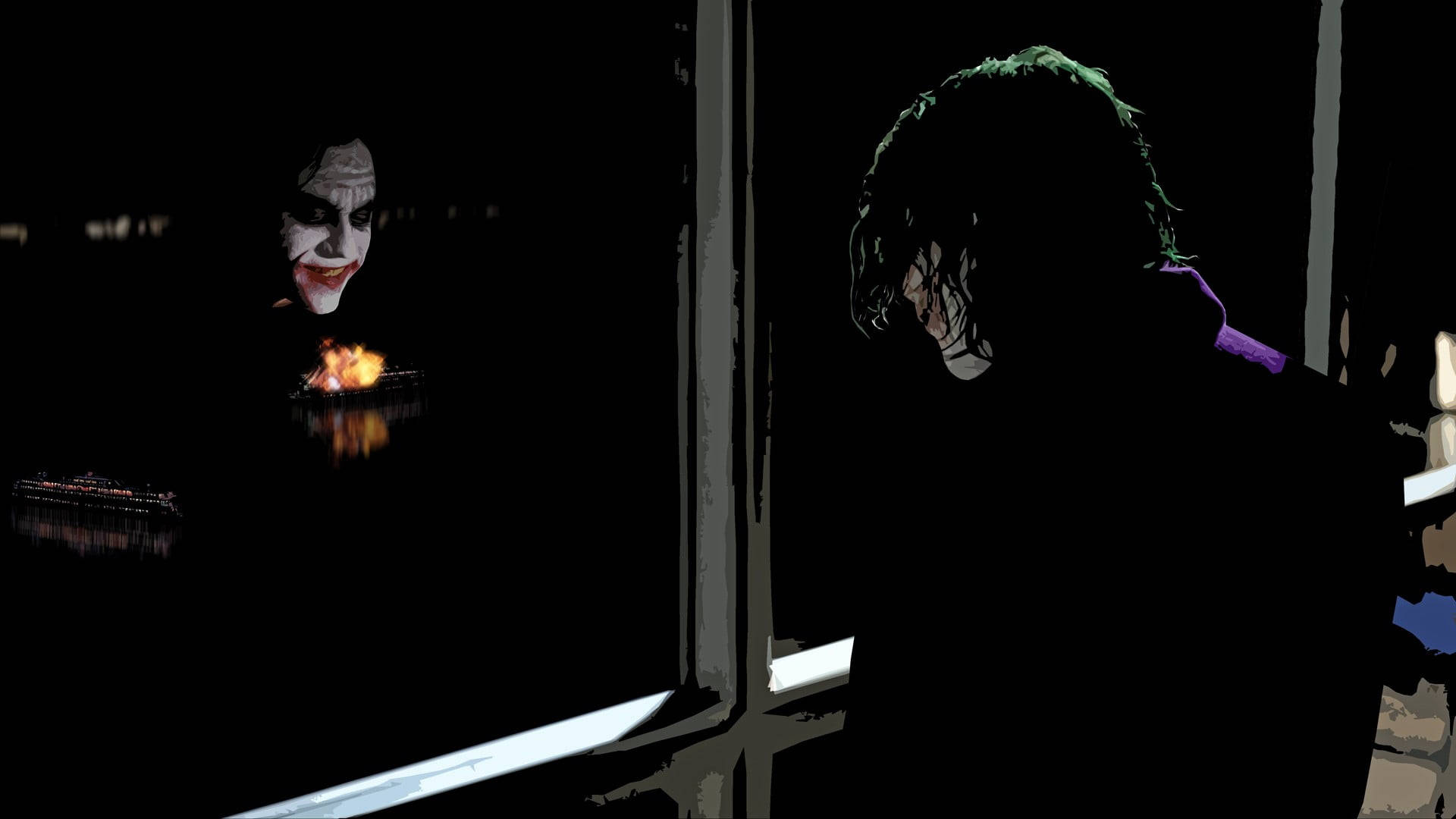 Heath Ledger Joker Refleksion Wallpaper