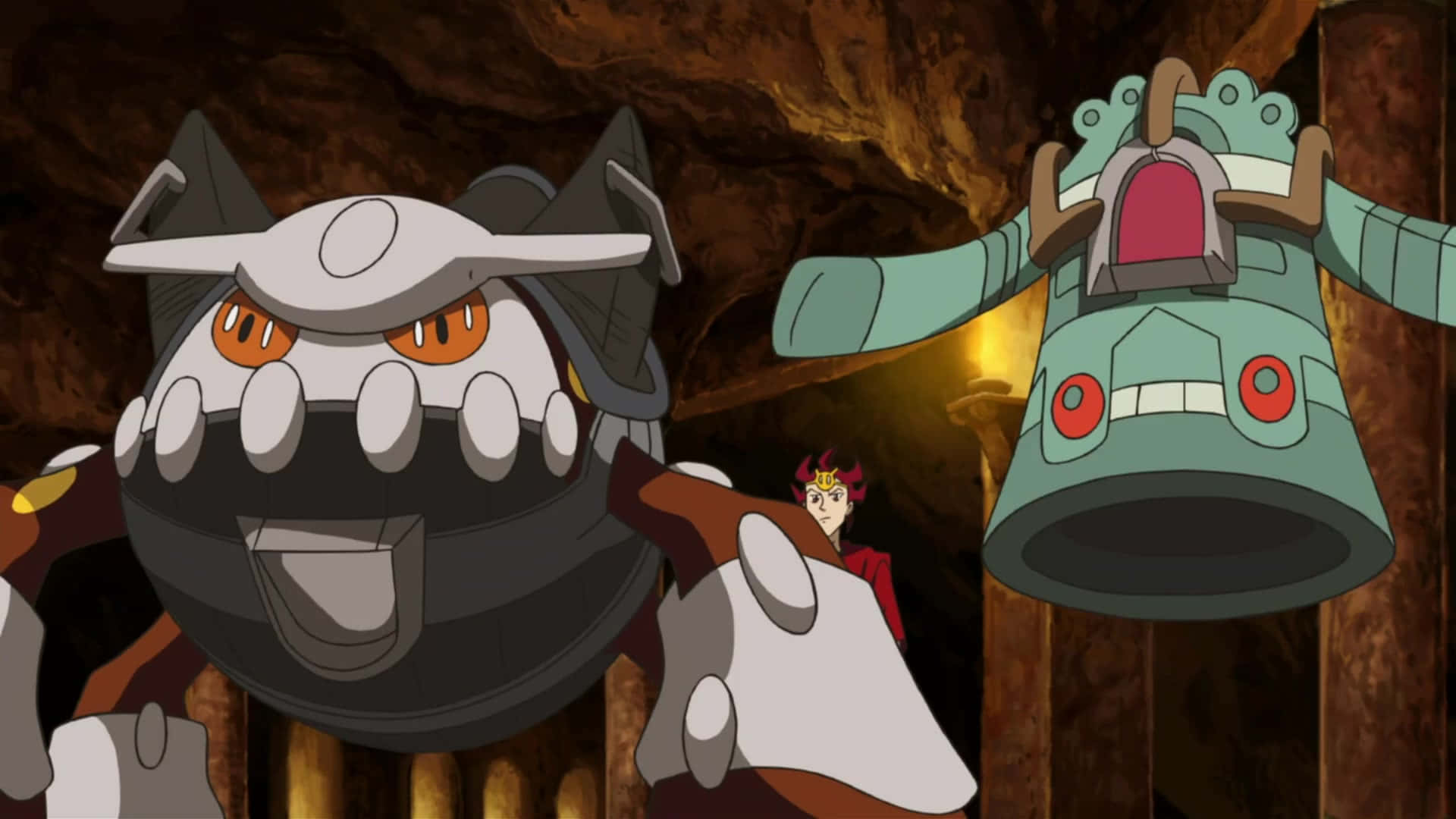 Especiesde Pokémon: Heatran Y Bronzong Fondo de pantalla