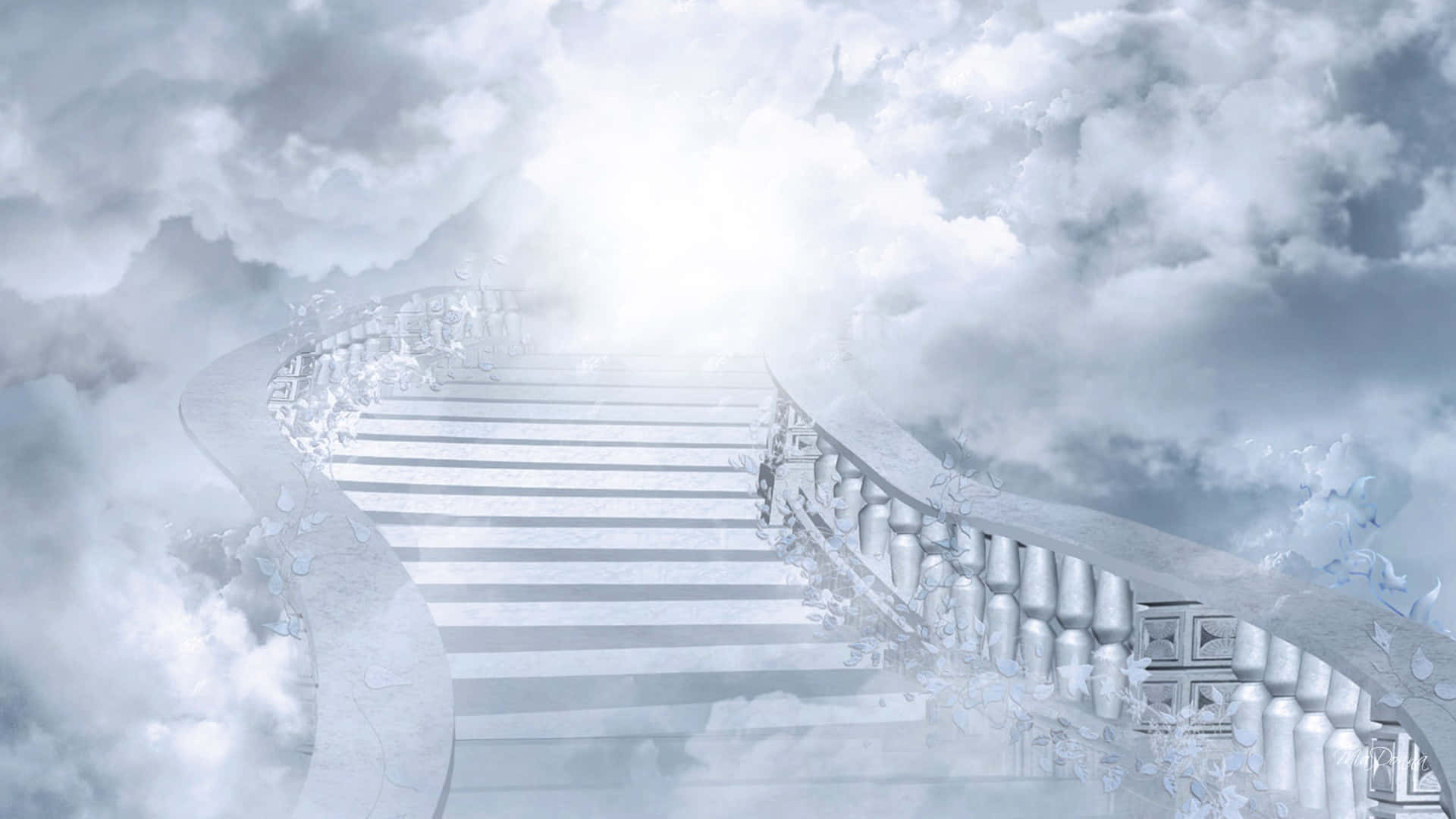 Grey Sky With Wavy Staircase Heaven Background