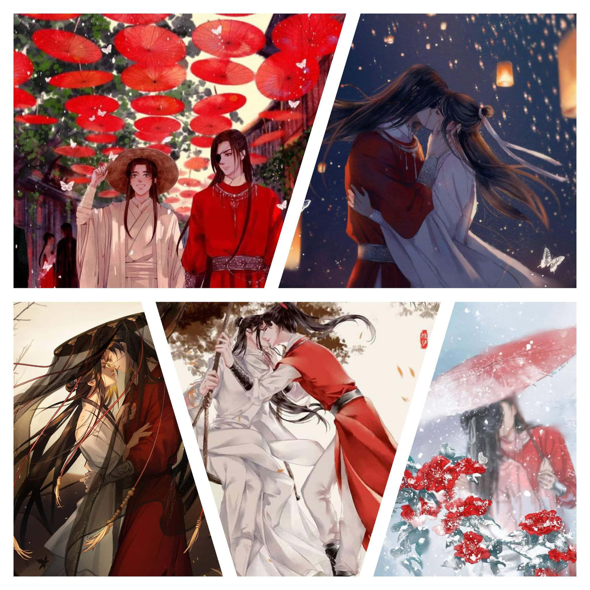 Download Heaven Officials Blessing Romantic Kiss Scenes Collage Wallpaper |  