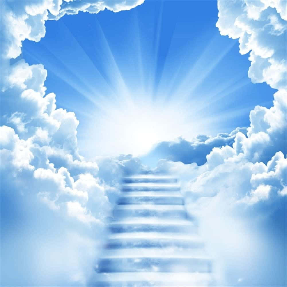 A Staircase Leading To Heaven In The Clouds