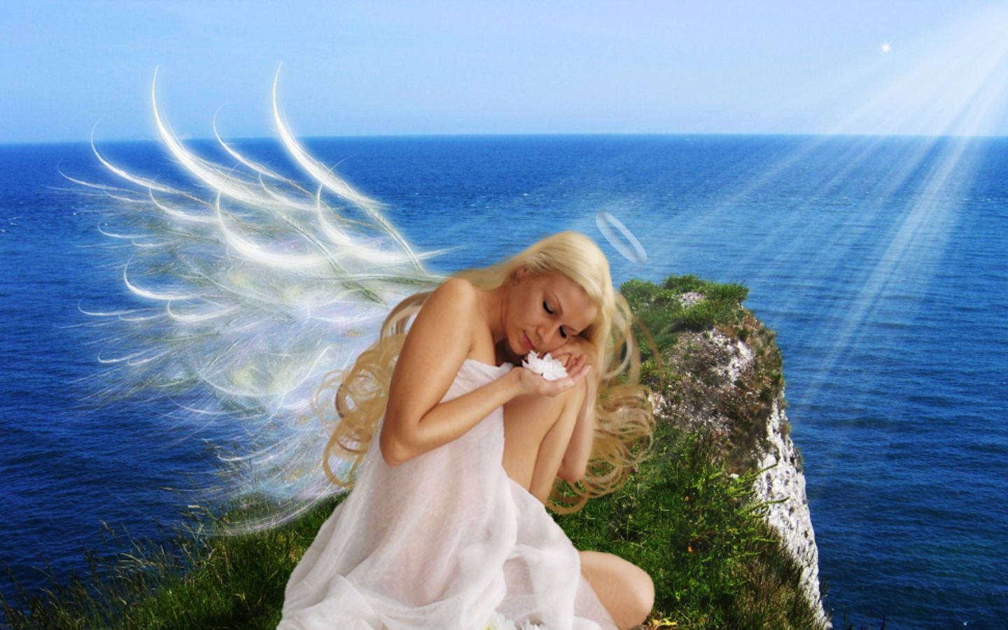 Heavenly Angels At A Cliff Wallpaper