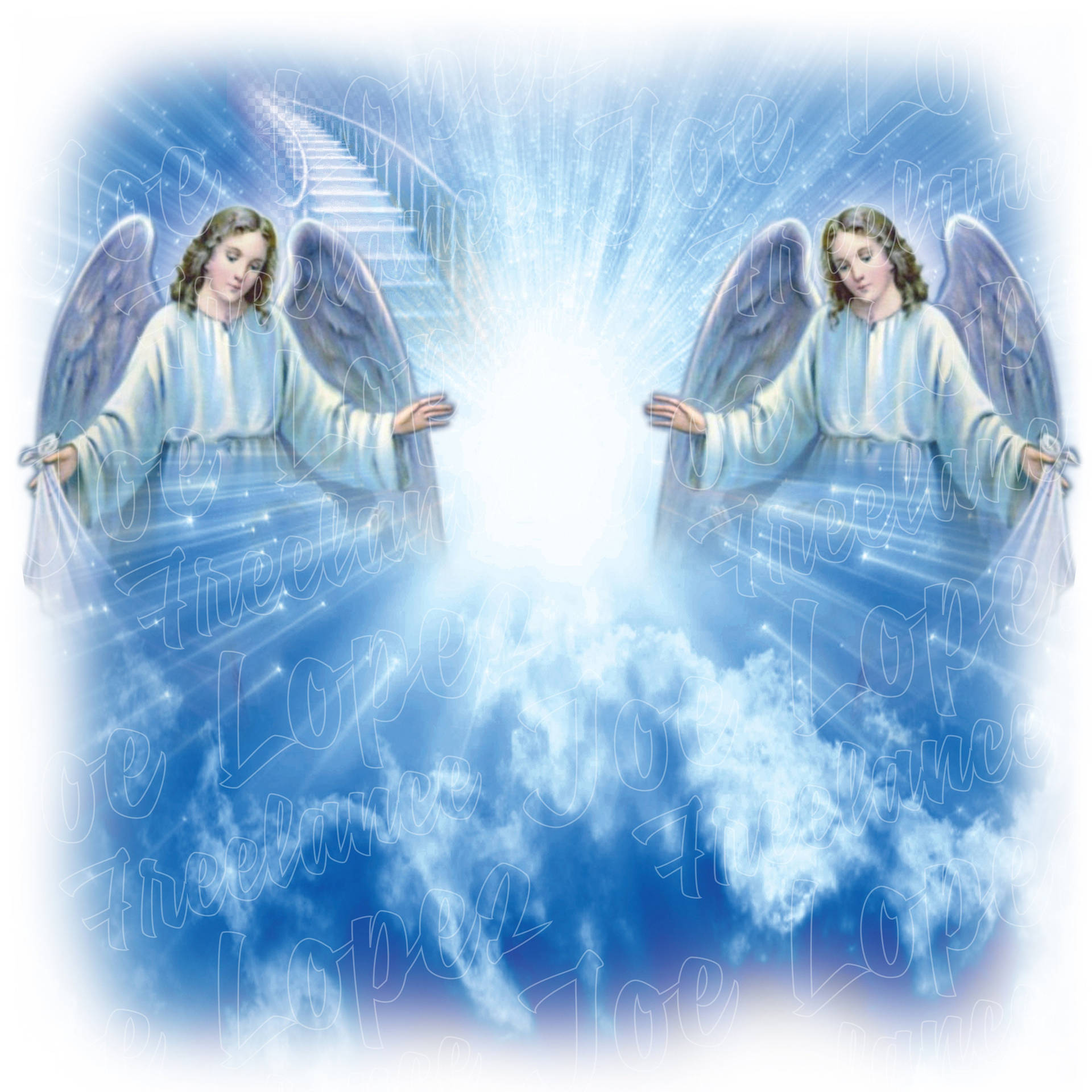 Heavenly Angels In White Robes Wallpaper
