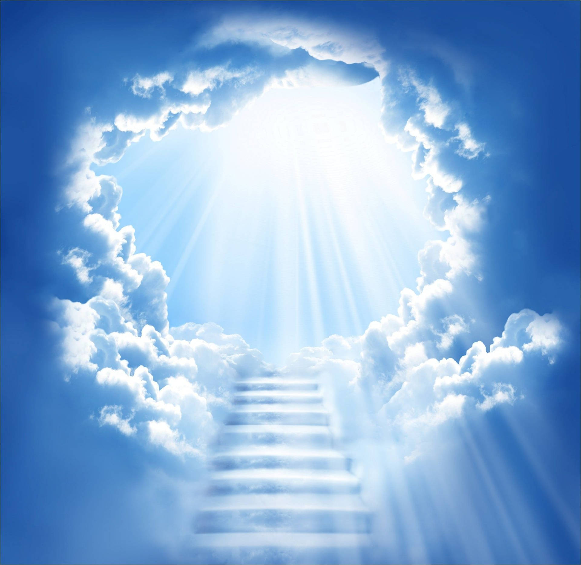 Heavenly Angels With A Stairway Wallpaper