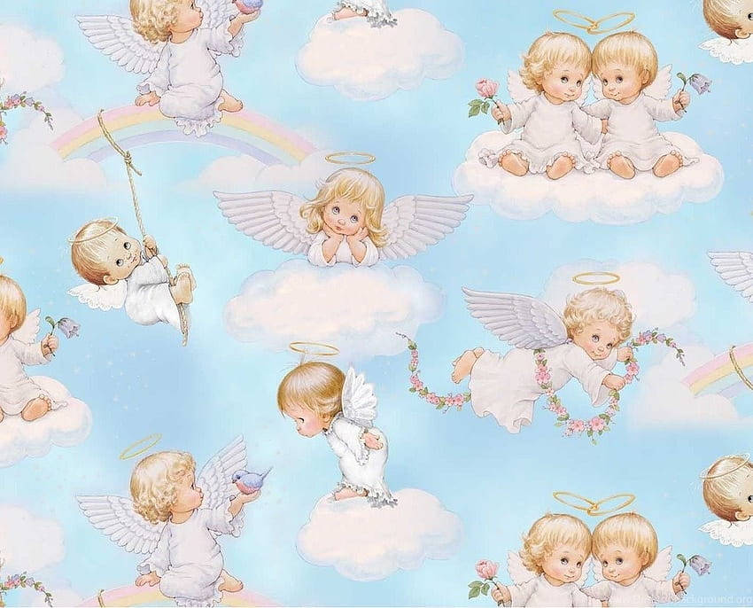Heavenly Angels Playing In The Sky Wallpaper