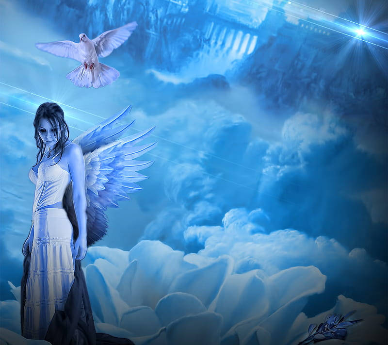 Heavenly Angels In A Frozen Kingdom Wallpaper