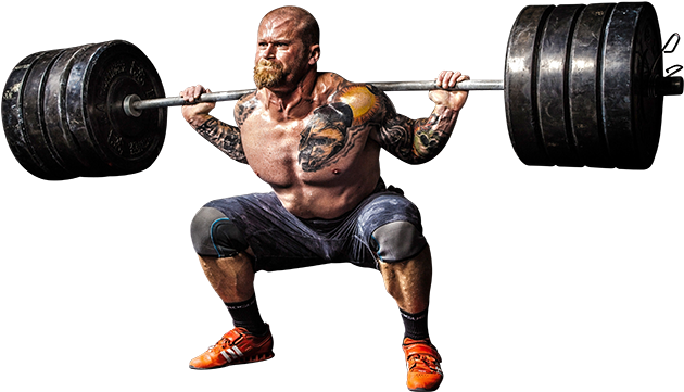 Heavy Barbell Squat Tattooed Athlete.png PNG