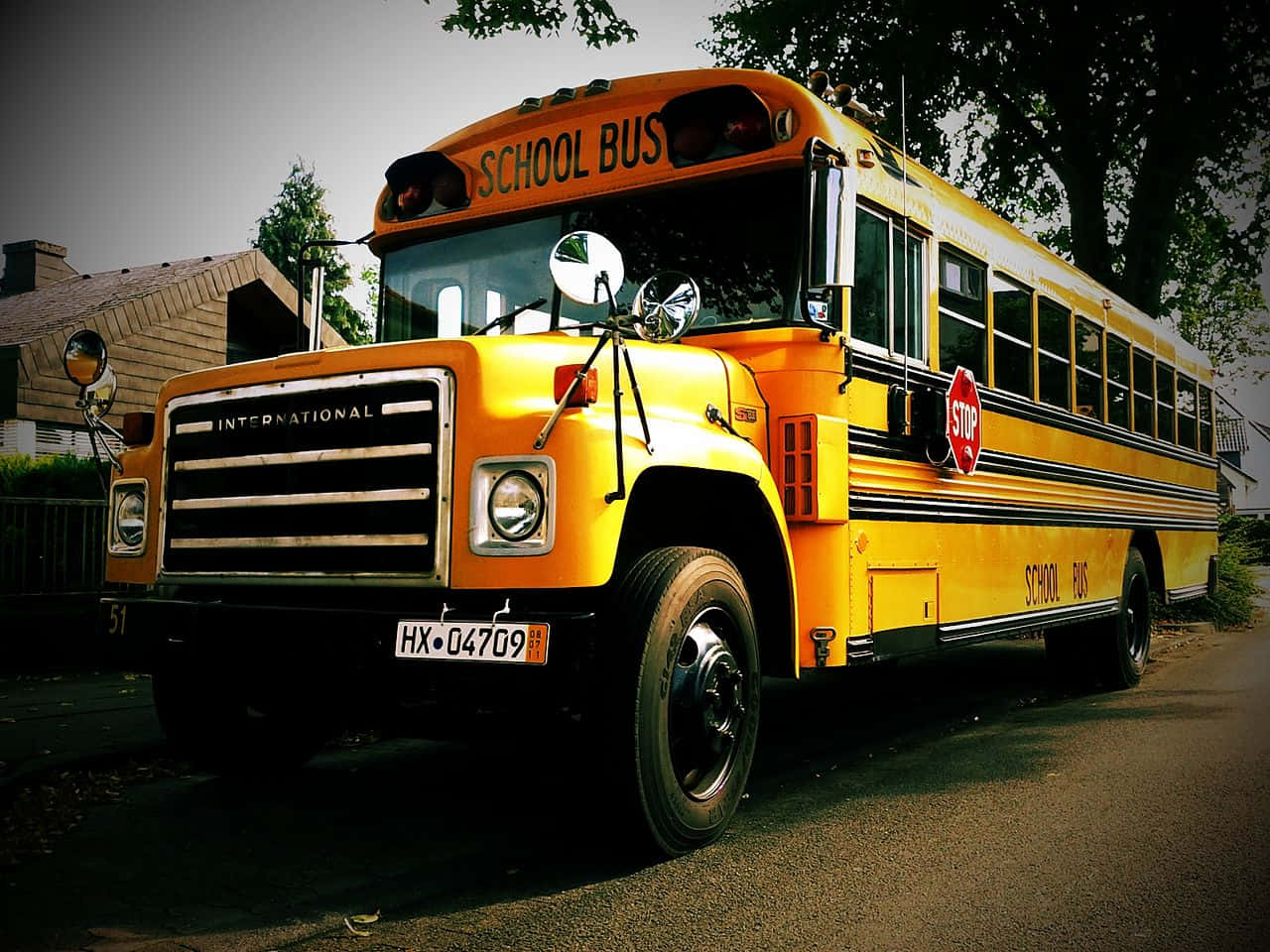 Heavy Vignette Yellow School Bus Background