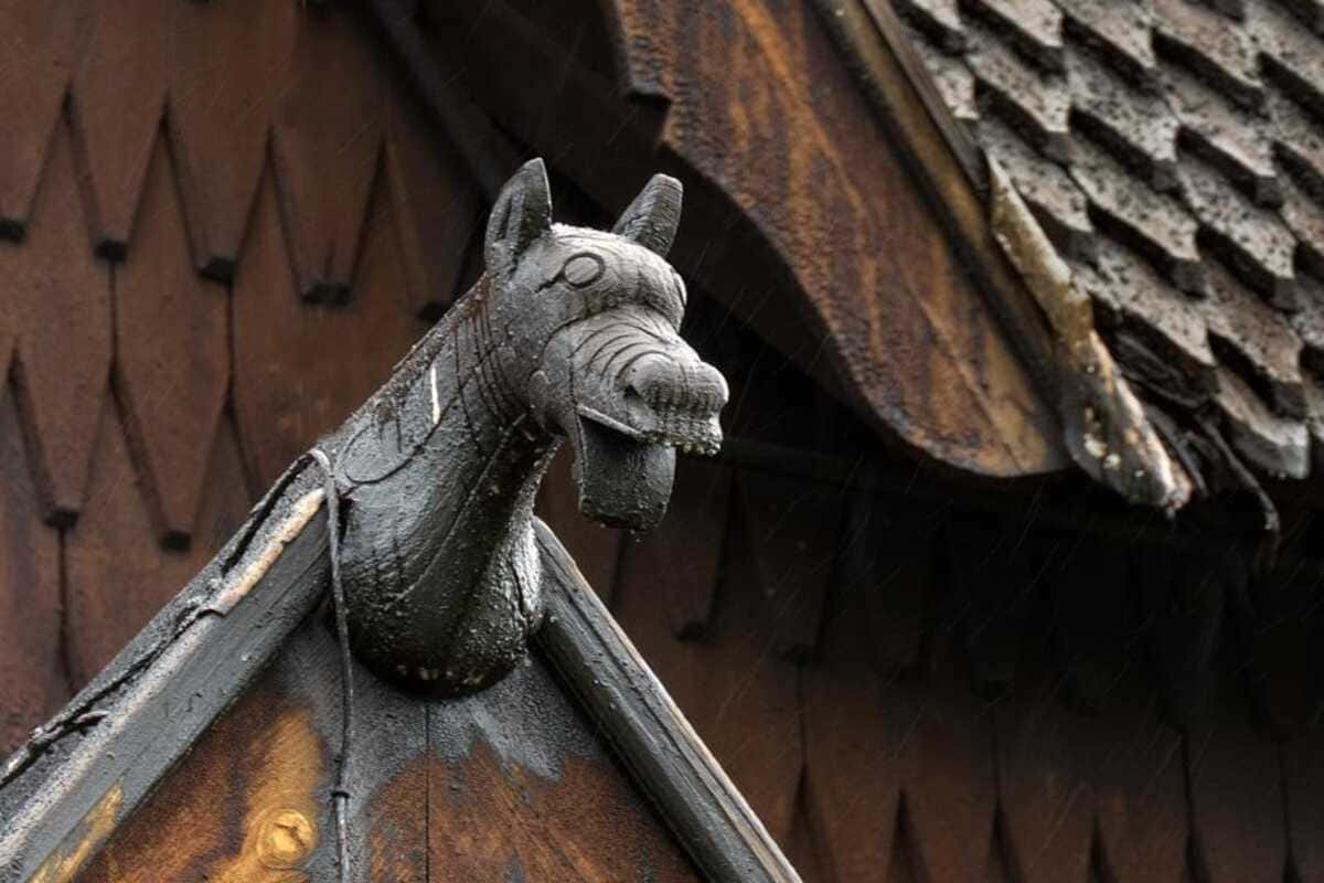 Heddal Stave Church Exterior Carvings Wallpaper