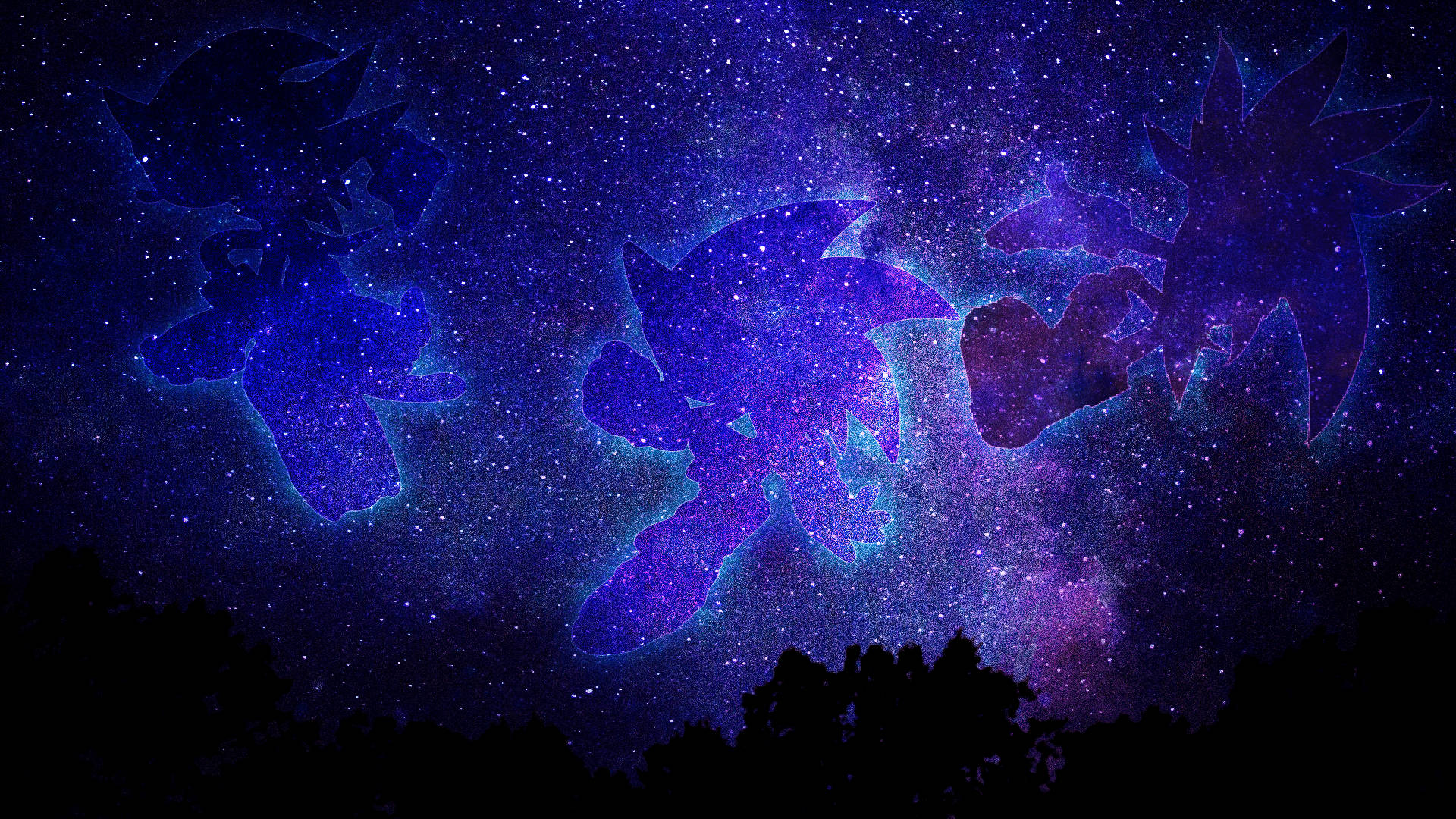 Gazing into the night sky with a pair of hedgehogs. Wallpaper