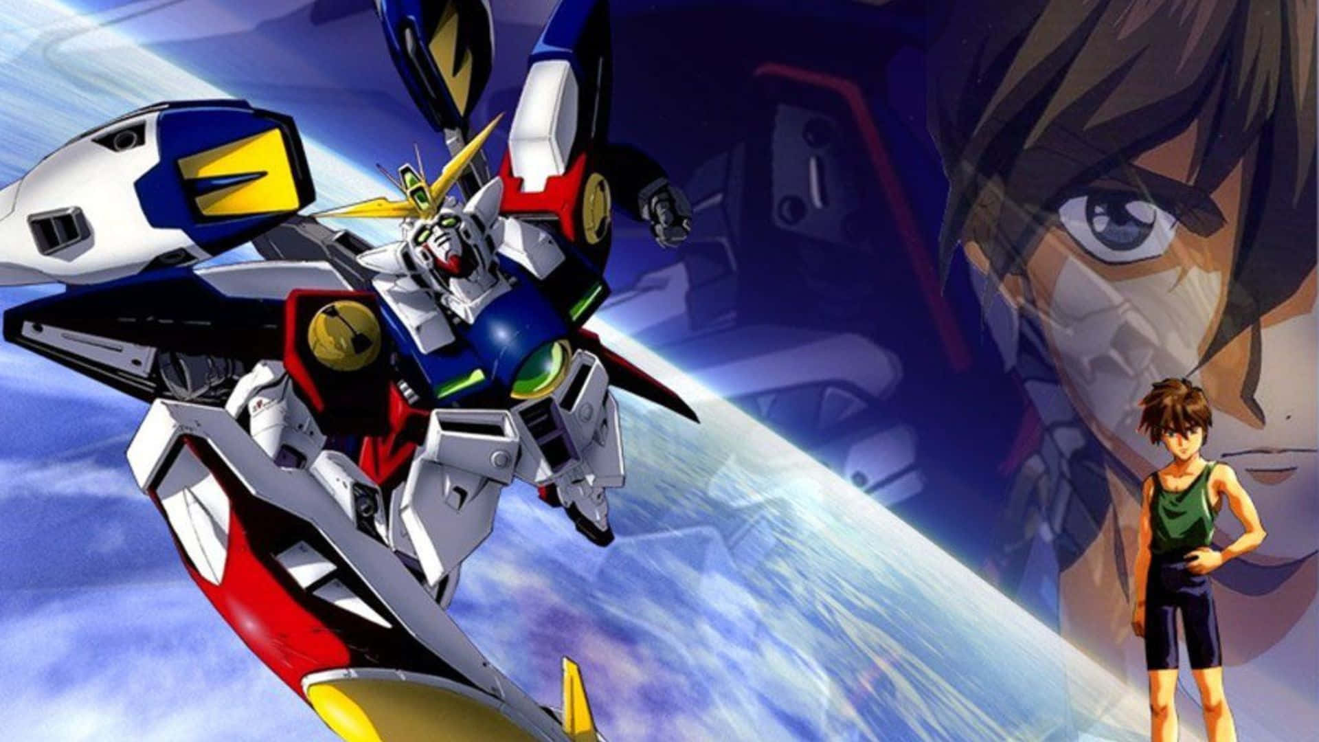 Heero Yuy, Gundam Wing protagonist poised for action Wallpaper