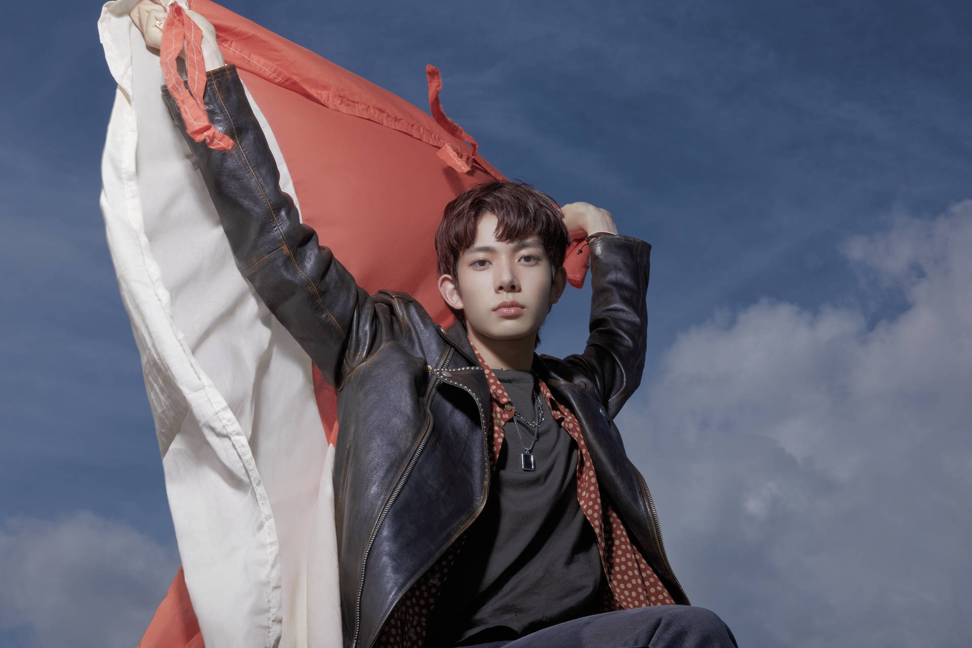 Heeseung Holding Bandiera Enhypen Estetica Sfondo
