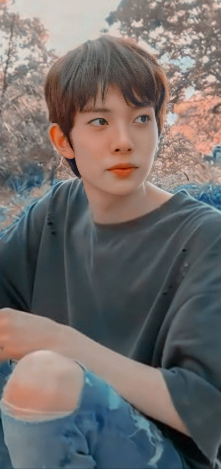 Heeseung Of Enhypen Peach Aesthetic Phone Background