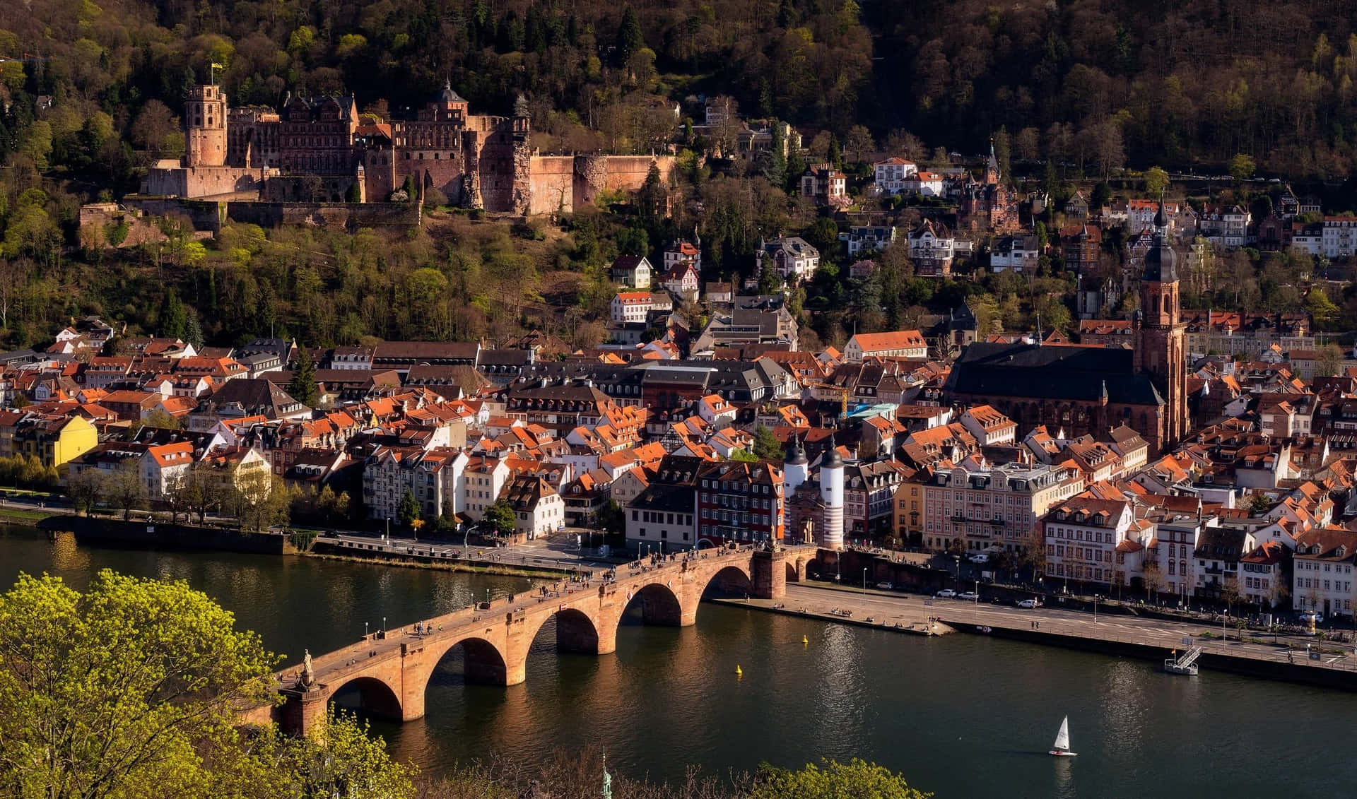 Heidelberg Castle And Neckar River Wallpaper