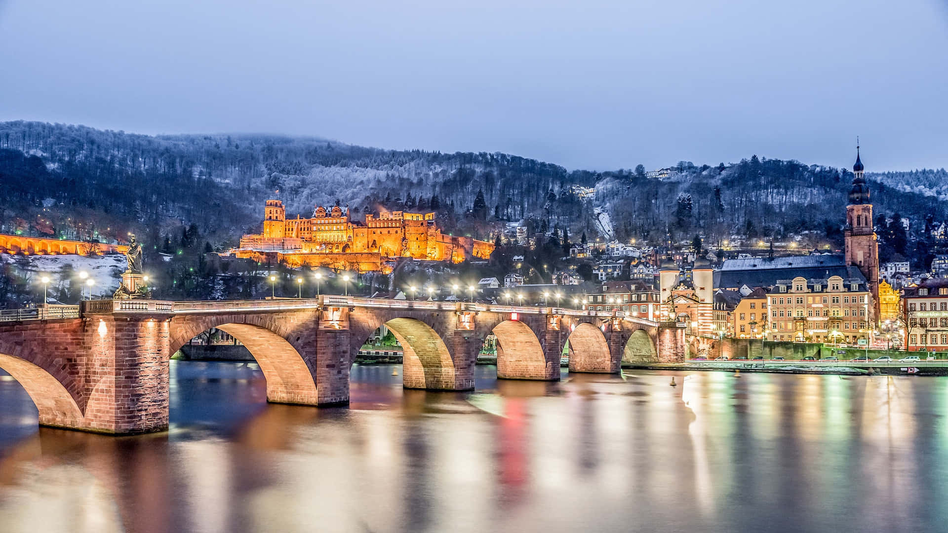 Castellodi Heidelberg Durante L'inverno Sfondo