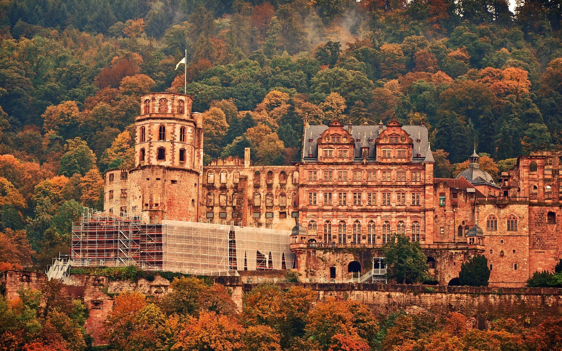 Heidelberg Castle In Orange Wallpaper