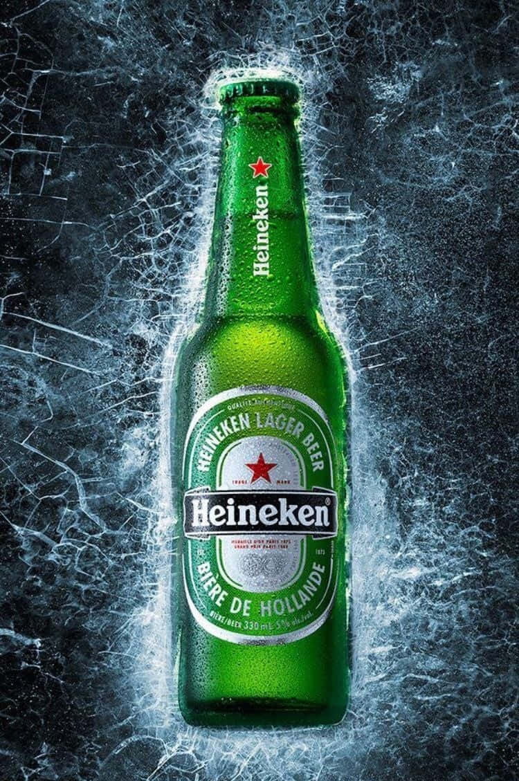 Caption: A Refreshing Heineken in Natural Scenery