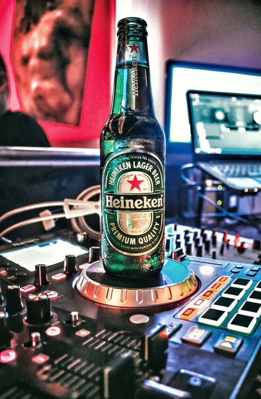 Cold Heineken beer bottle and refreshing glass