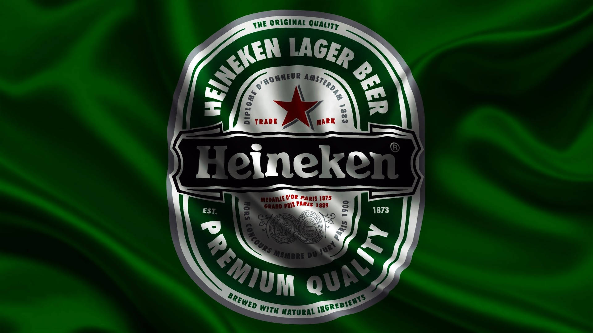 Heineken Lager Beer Logo On Silk Cloth Wallpaper