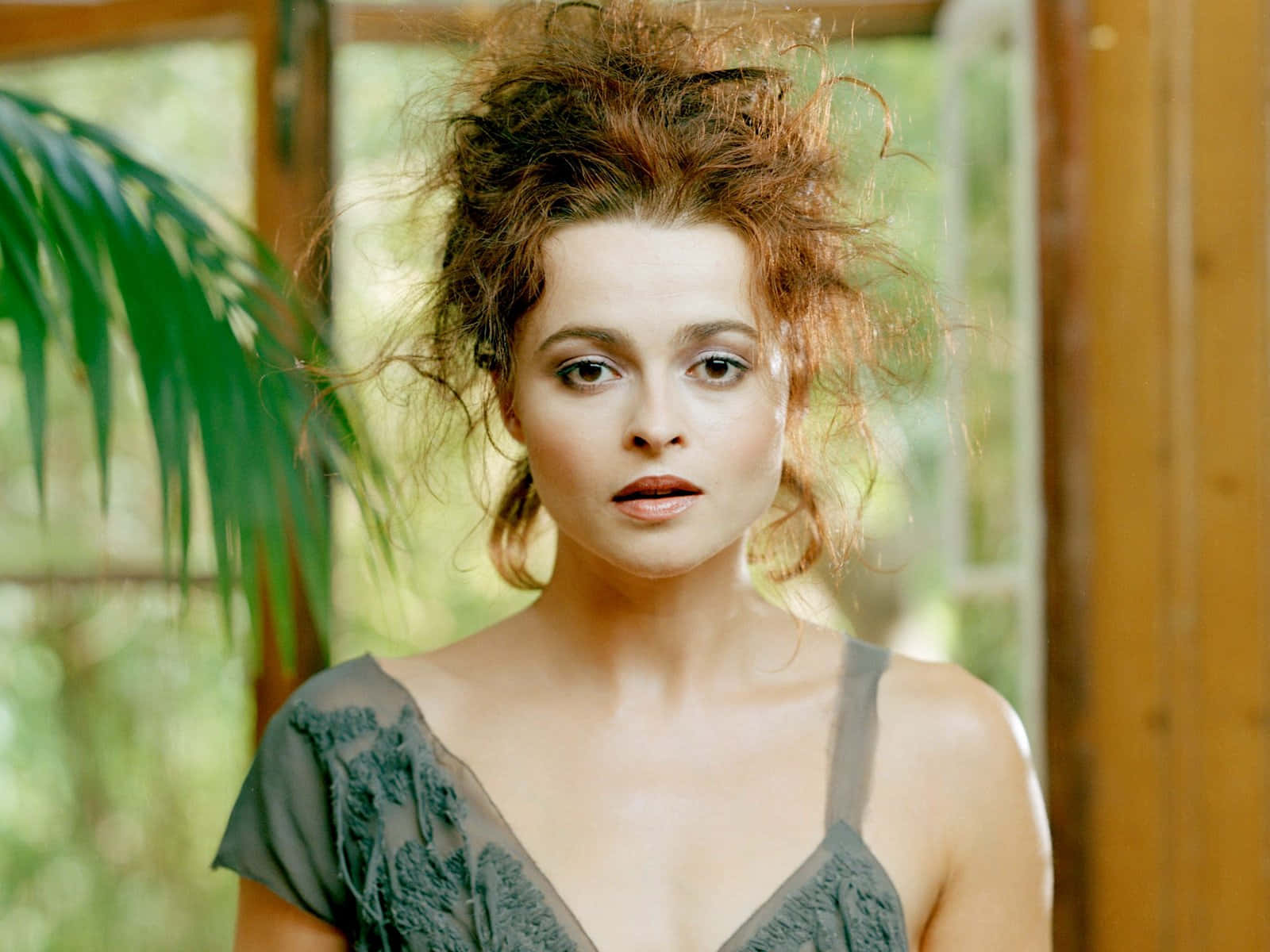 Helena Bonham Carter In A Vintage-inspired Attire Wallpaper