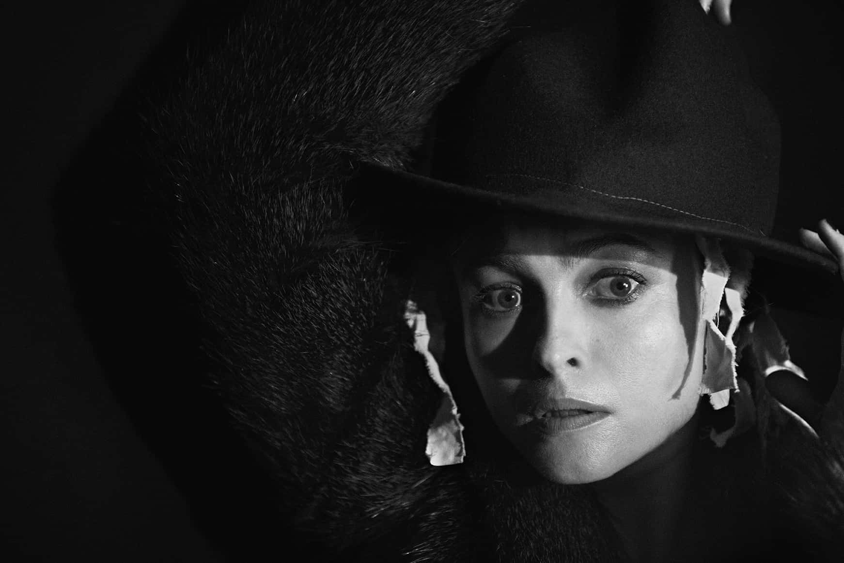 Helena Bonham Carter In Characteristic Attire Wallpaper