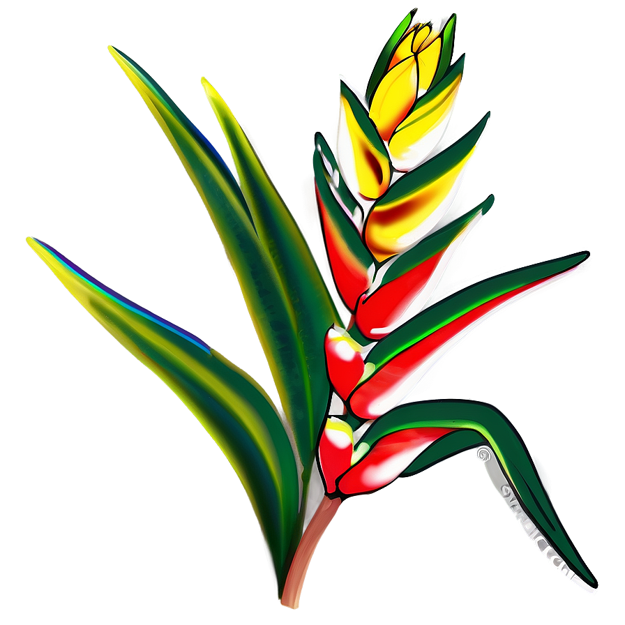 Heliconia Flower Drawing Png 05252024 PNG