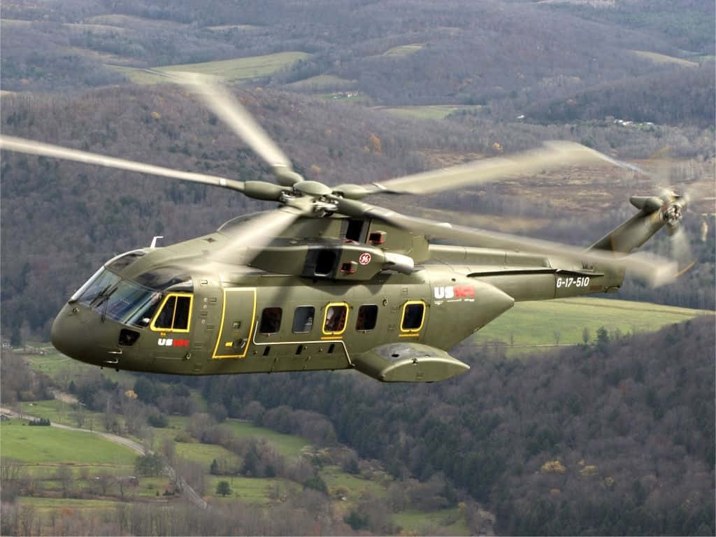 Umavisão Aérea De Um Helicóptero Preto Moderno.